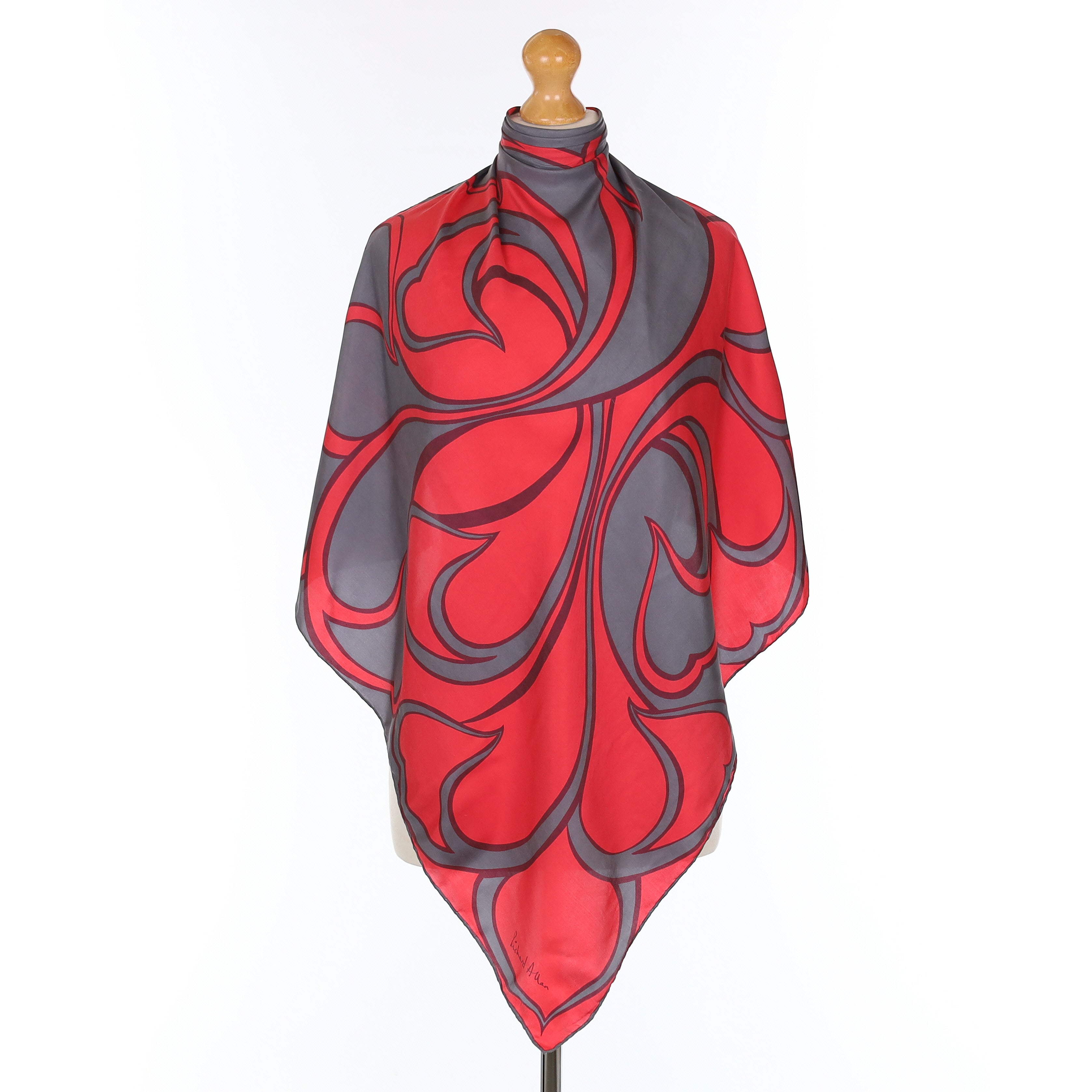 1970's Richard Allan Cranberry Pink Vintage Silk Scarf