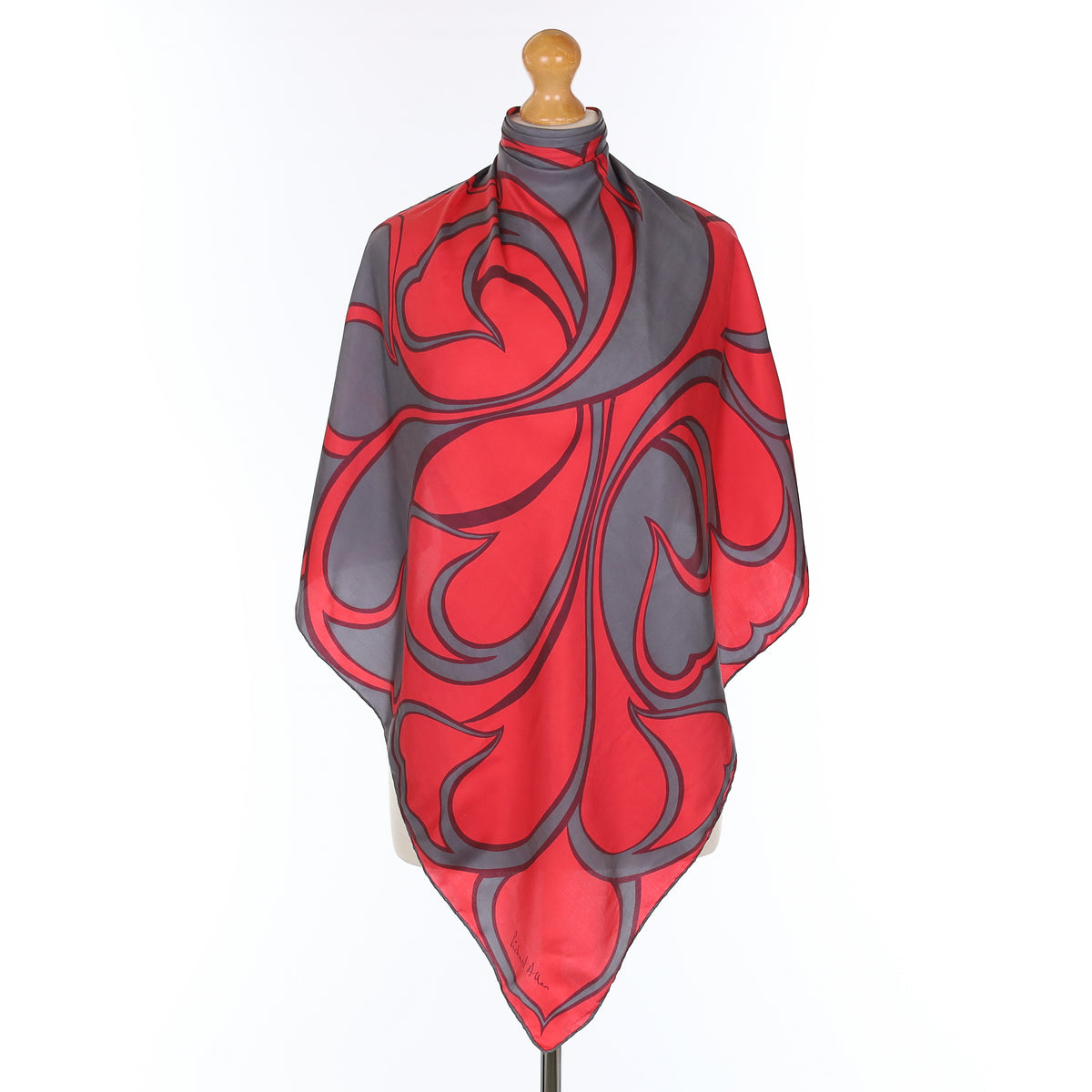 1970's Richard Allan Cranberry Pink Vintage Silk Scarf