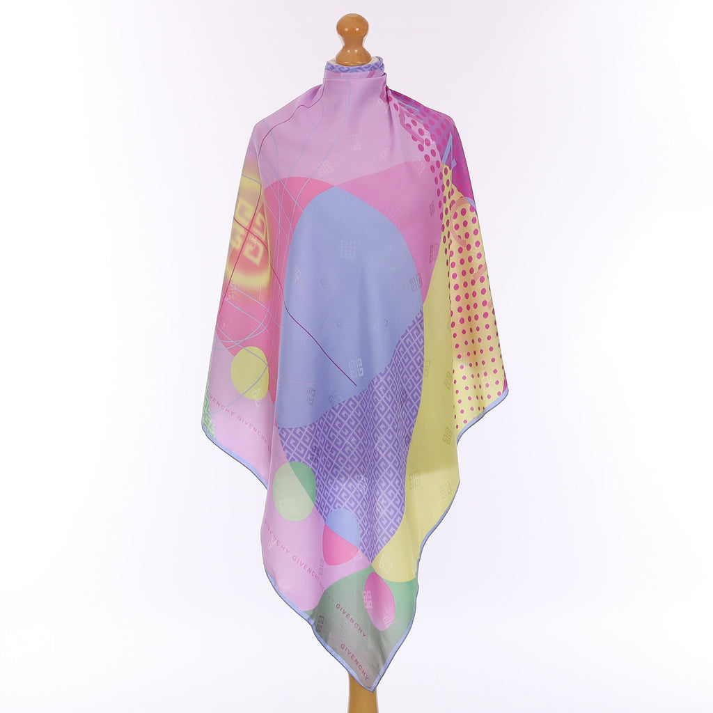 Pristine Givenchy Pastel Colour Block Vintage Silk Scarf