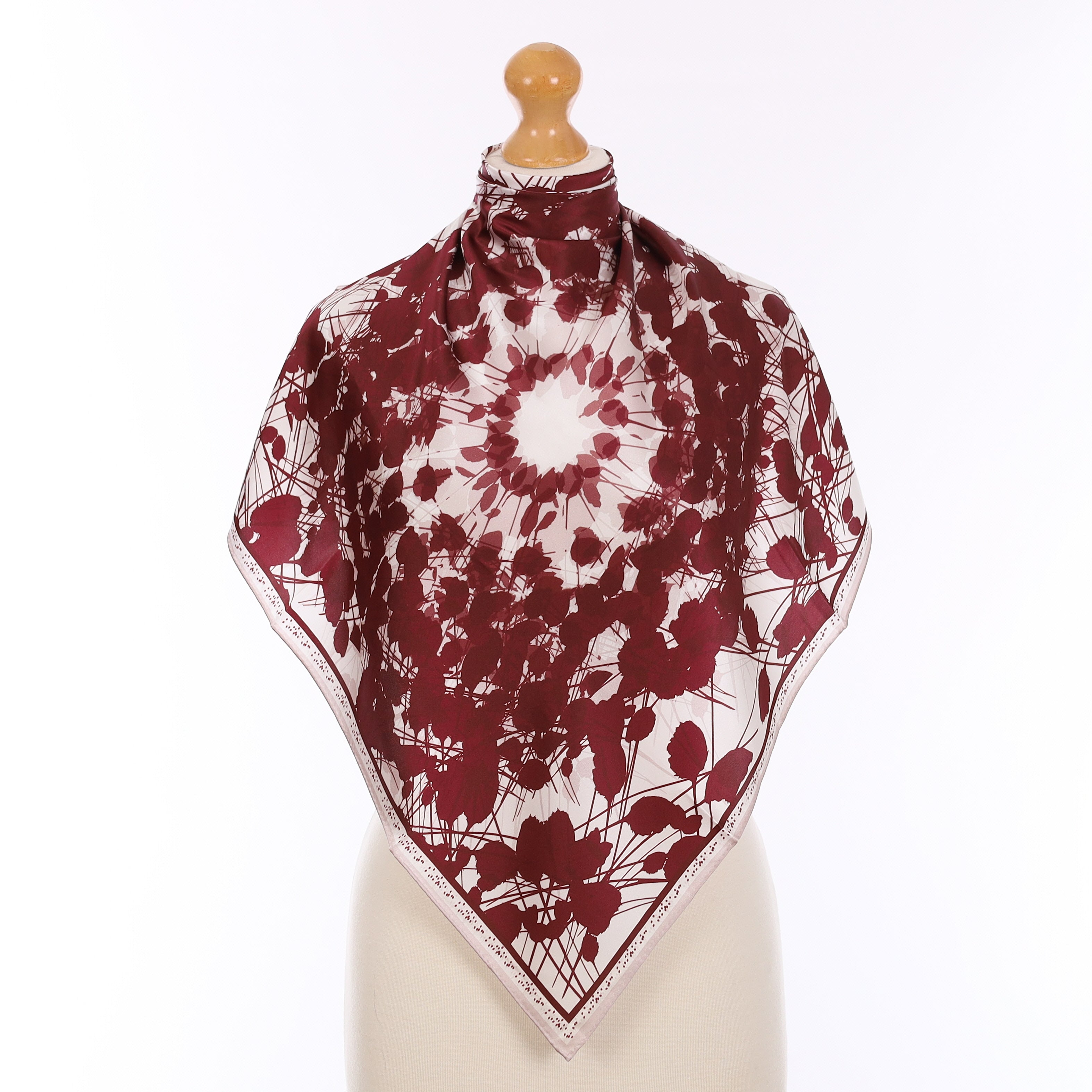 Brand New Bernie and Blue Burgundy Abstract Silk Scarf