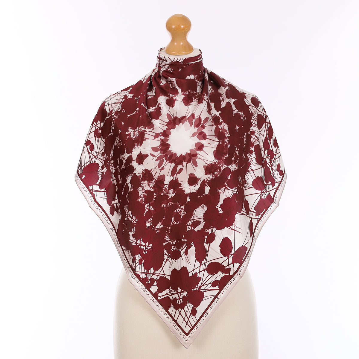 Brand New Bernie and Blue Burgundy Abstract Silk Scarf