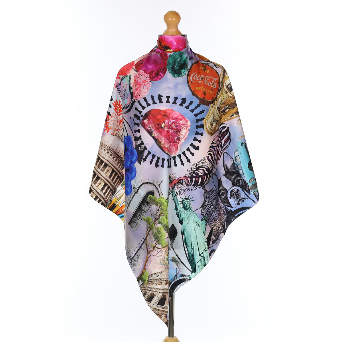 Artistic Travel Inspired Silk Scarf