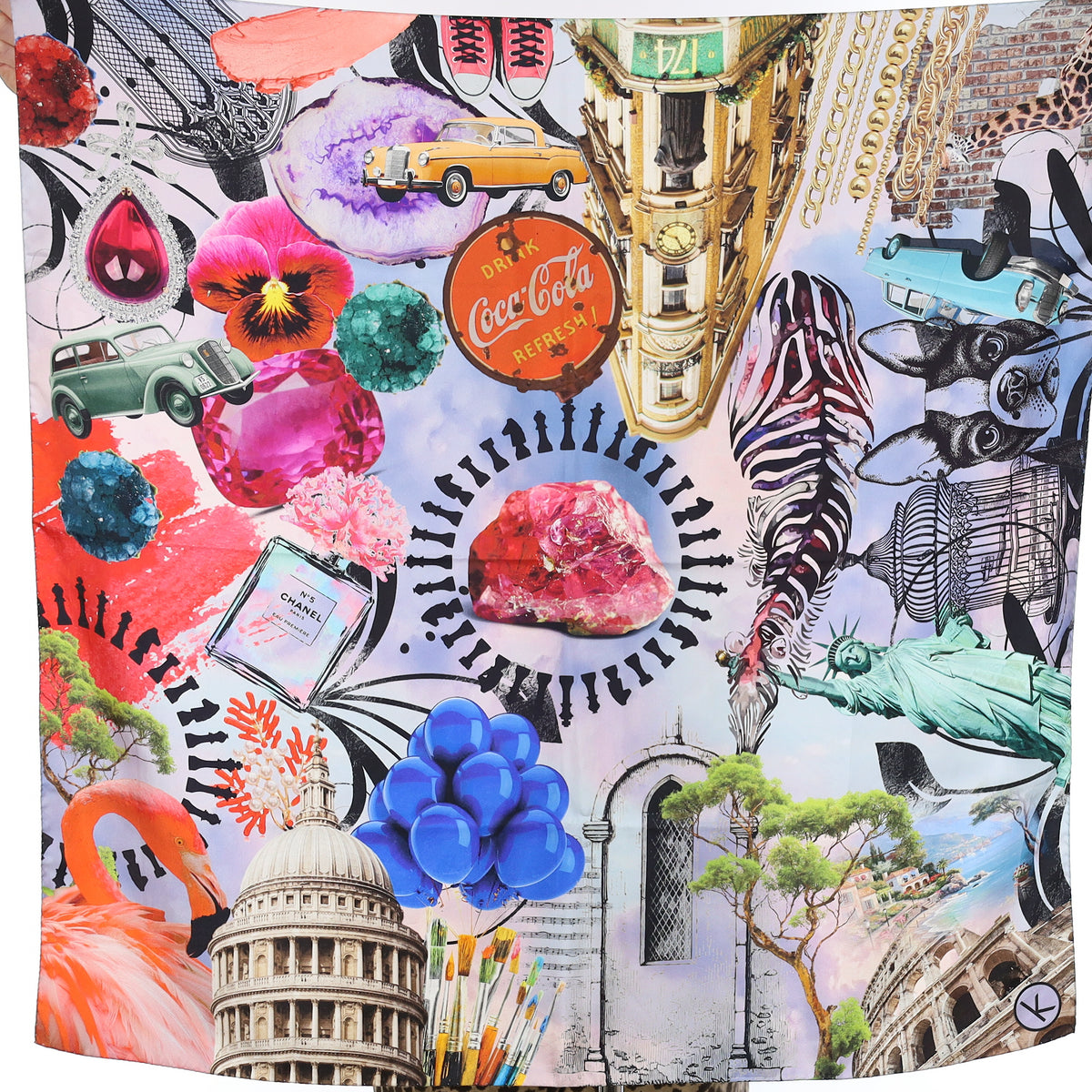 Artistic Travel Inspired Silk Scarf
