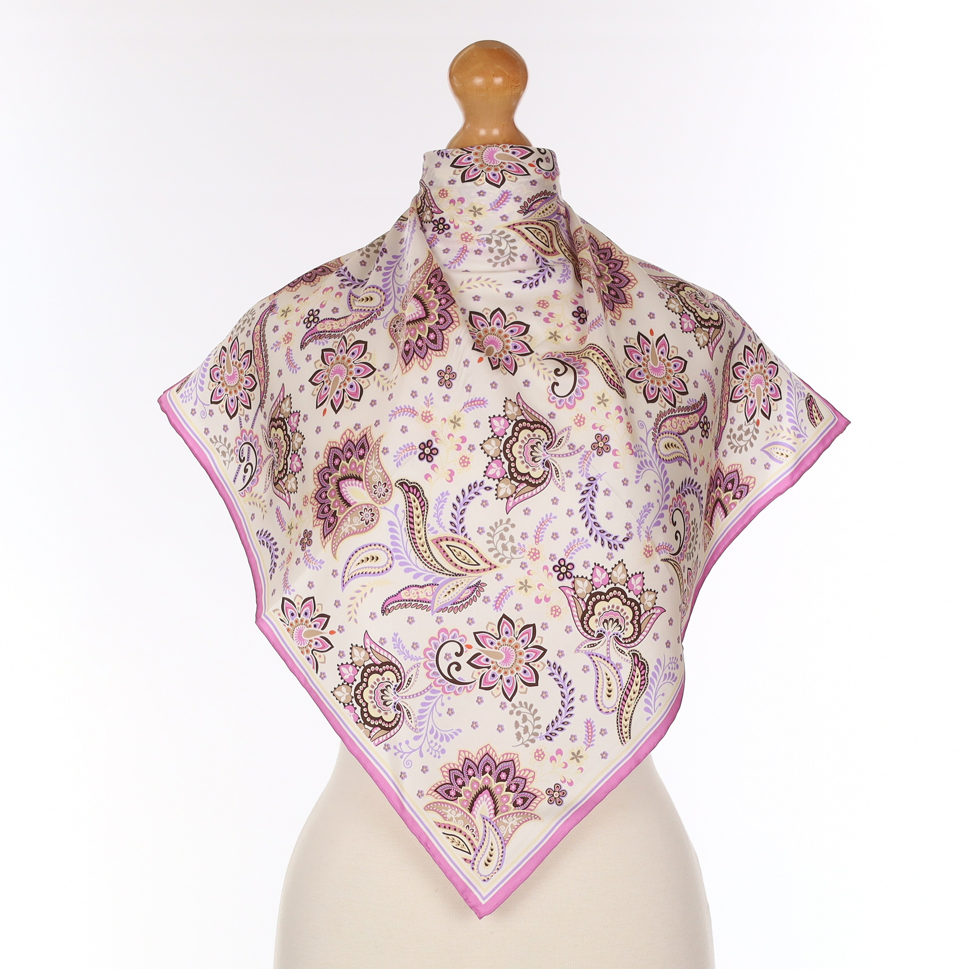 Brand New Mauve Paisley Silk Scarf