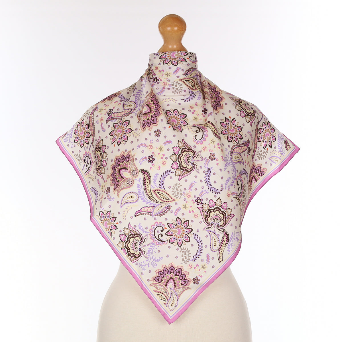 Brand New Mauve Paisley Silk Scarf