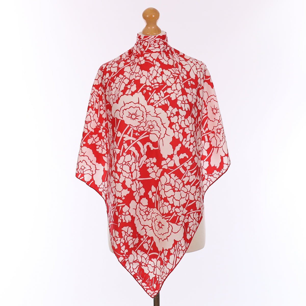 Pristine Richard Allan Red and White Floral Vintage Silk Scarf
