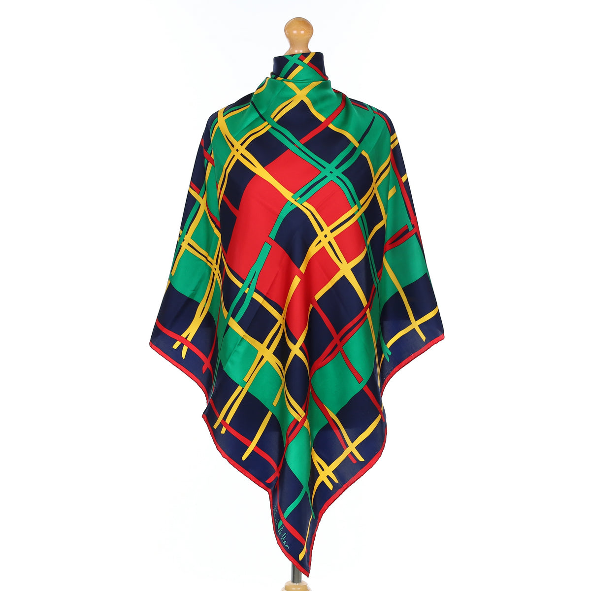 Richard Allan Navy Red and Green Vintage Silk Scarf