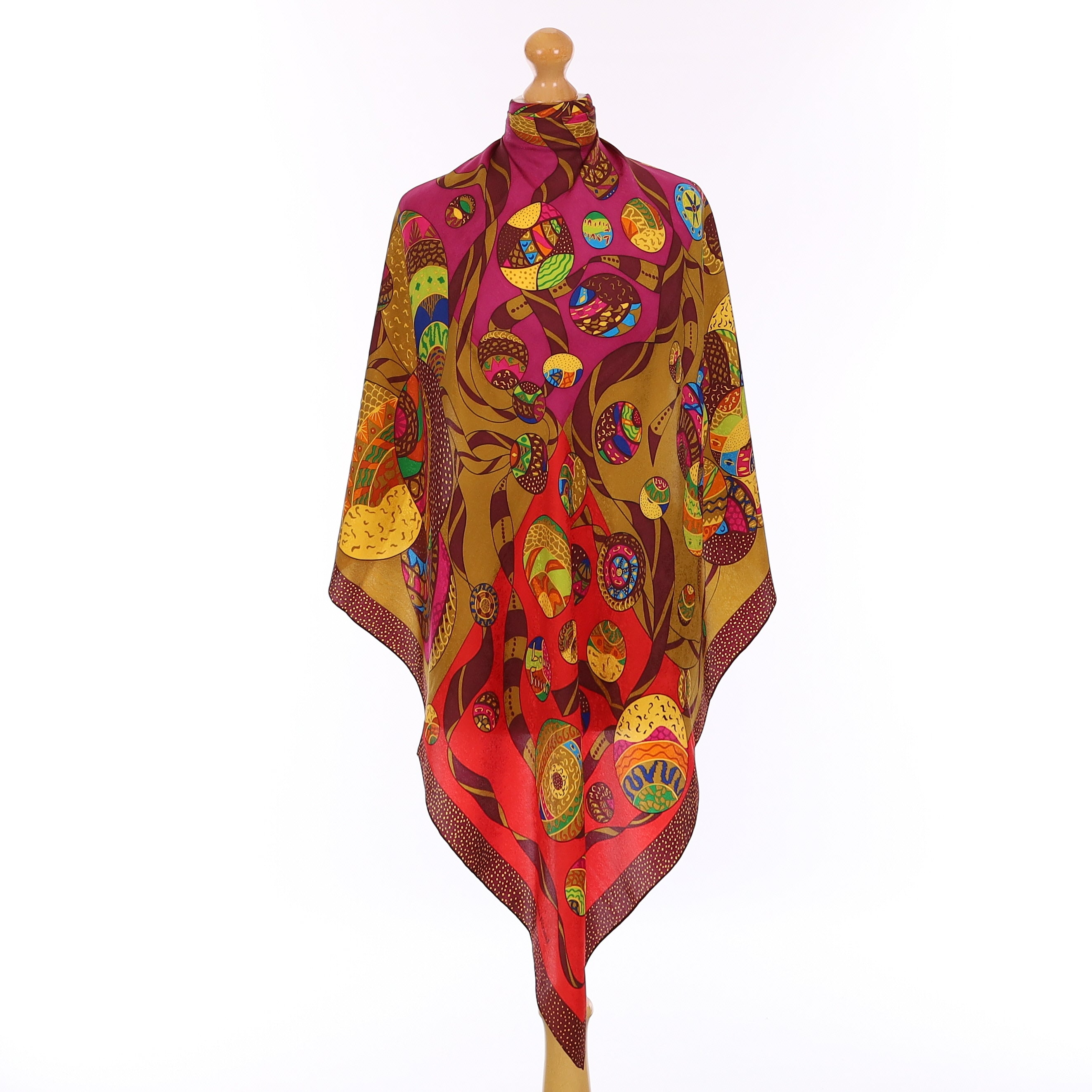 Pristine Louis Féraud Multi Pattern Vintage Silk Scarf