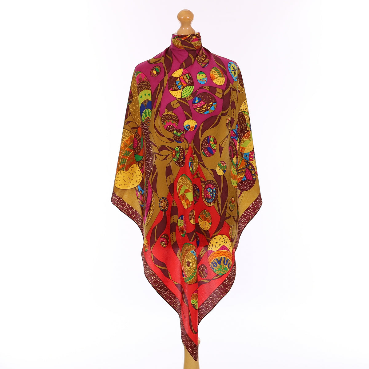 Pristine Louis Féraud Multi Pattern Vintage Silk Scarf
