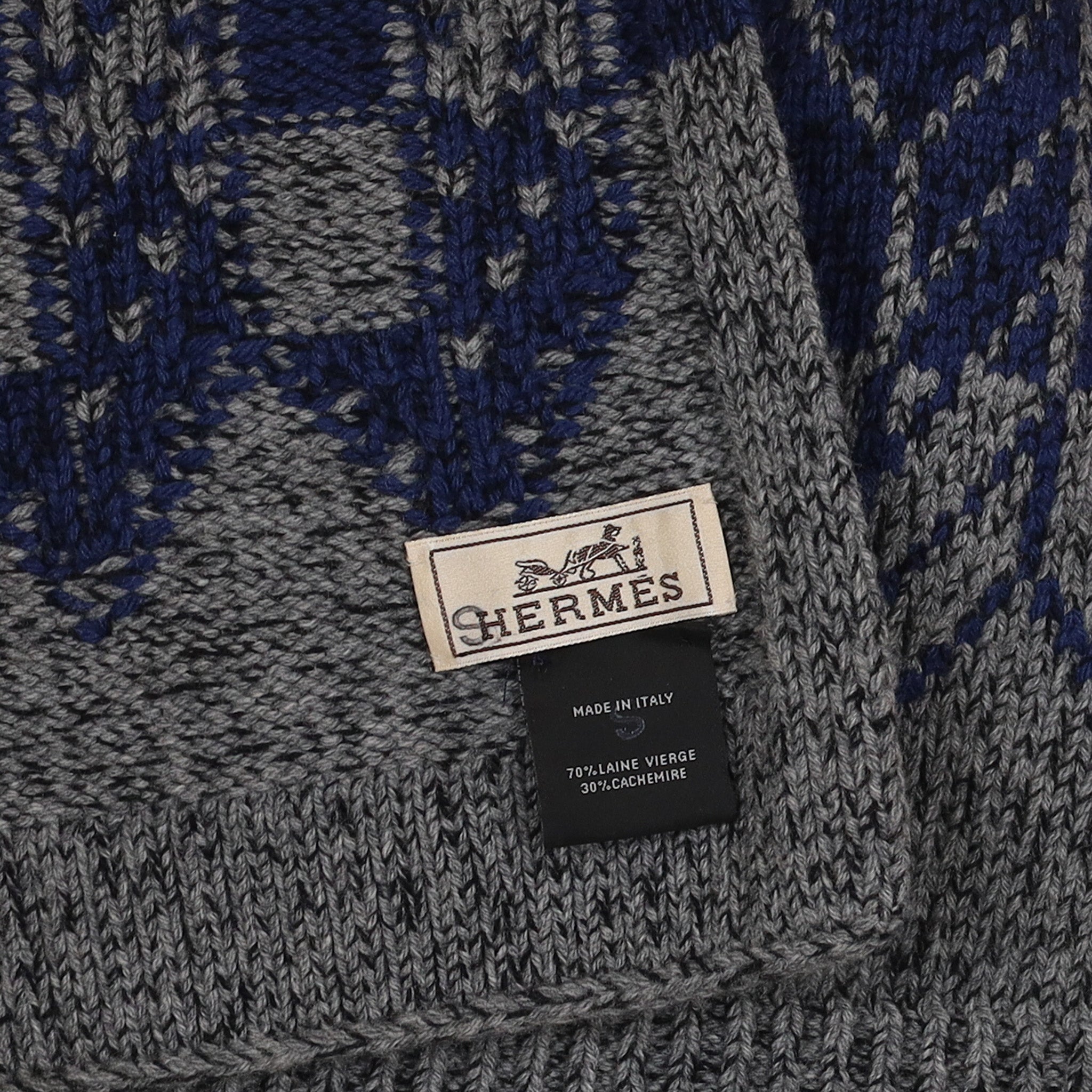 Pristine Hermès Wool and Cashmere Blend Knitted Scarf