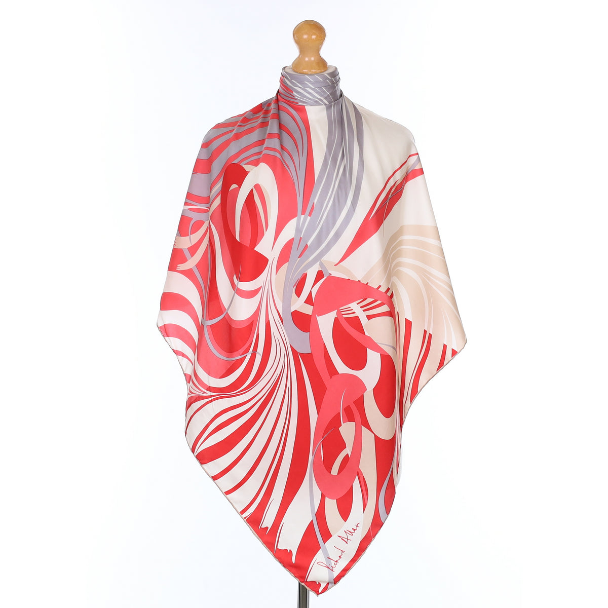 Richard Allan Red Retro Vintage Silk Scarf
