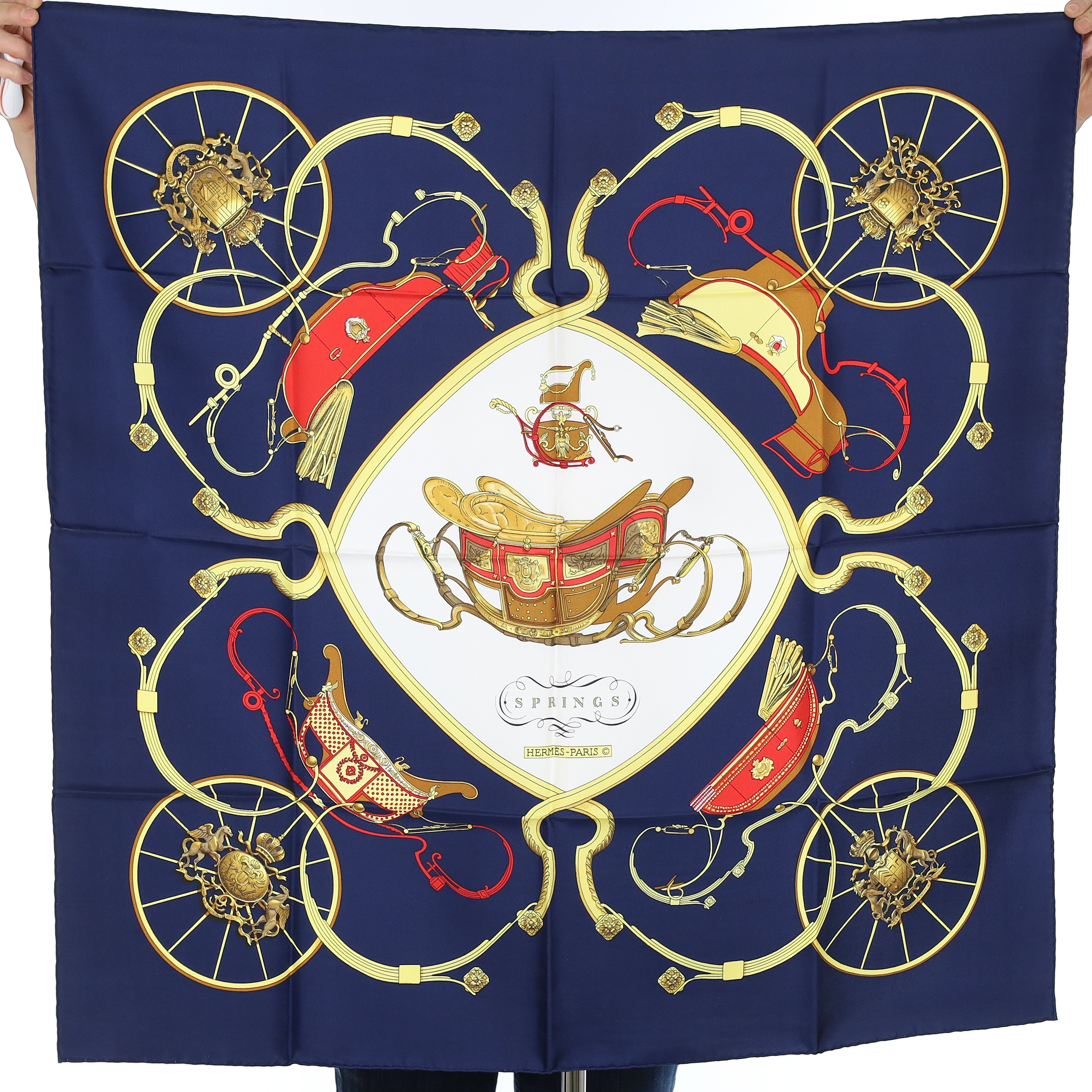 Brand New Boxed Hermès Springs Silk Scarf