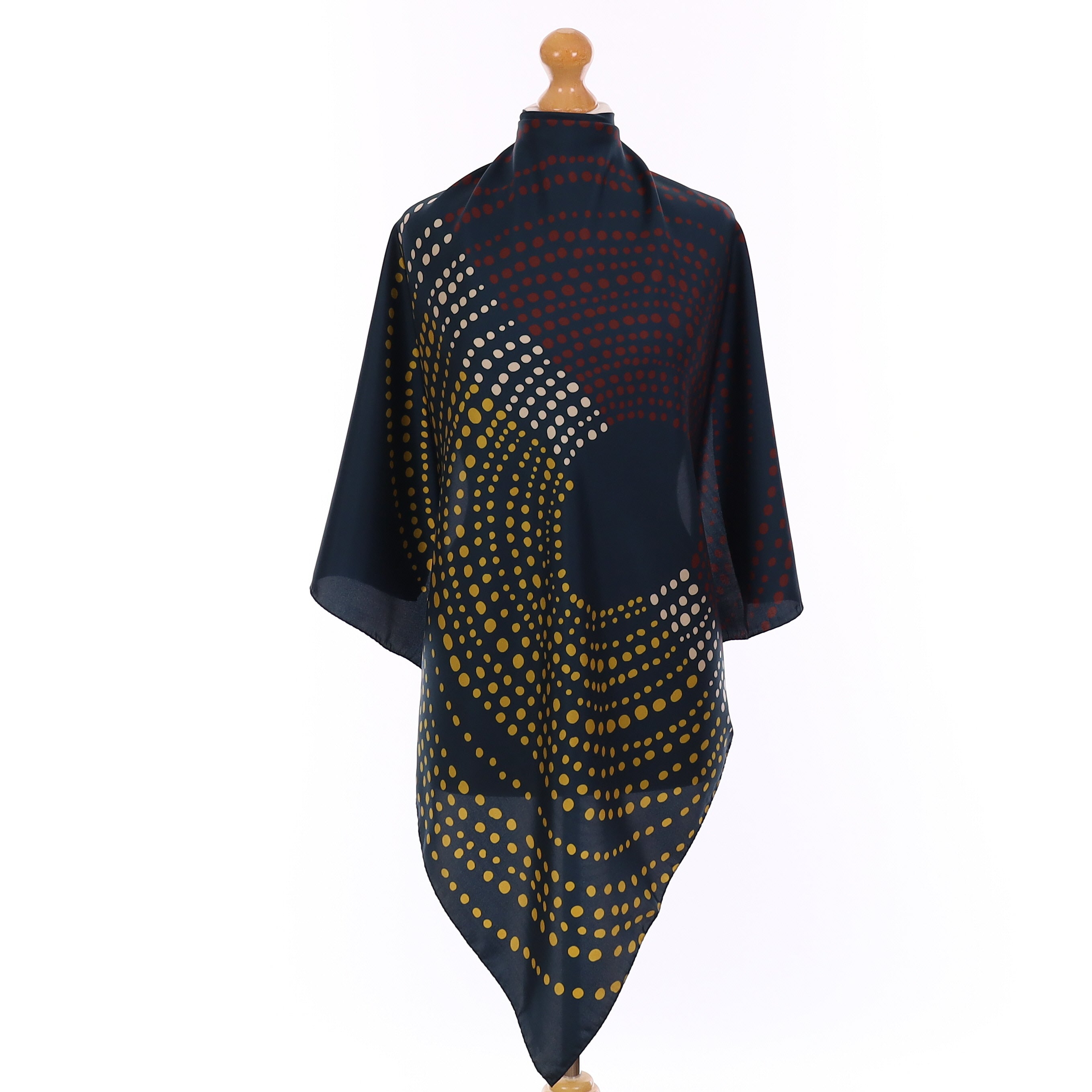 Brand New Italian Midnight Blue Spotted Silk Scarf