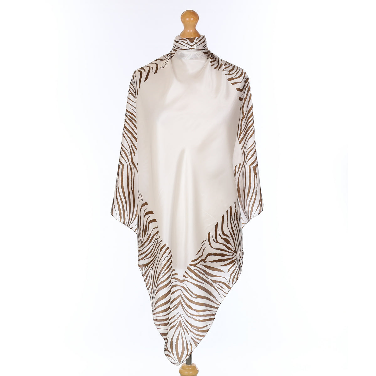 Pristine Chocolate and Cream Zebra Pattern Silk Scarf