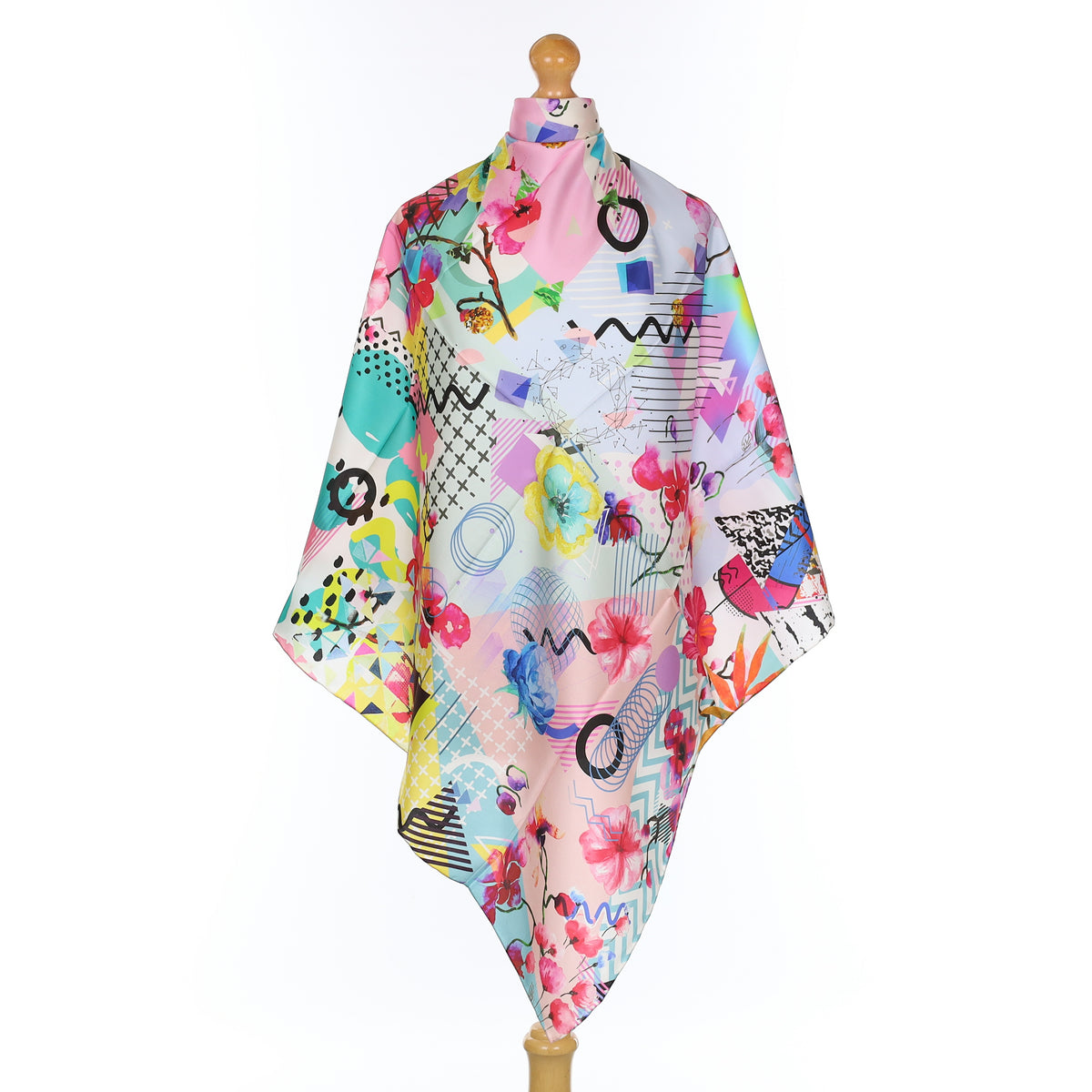 Brand New Artistic Floral Design Silk Scarf