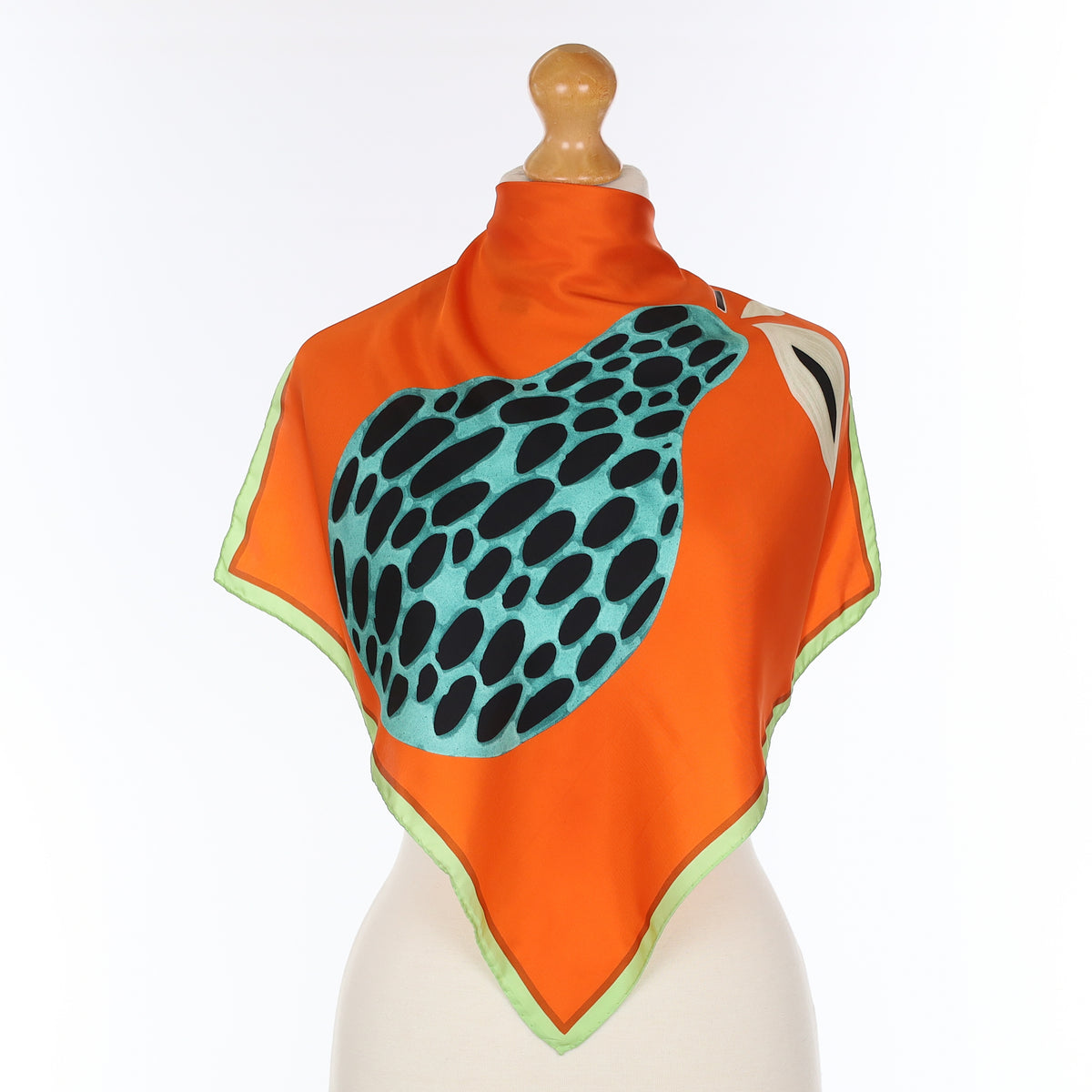 Orange and Green Artistic Pear Silk Scarf