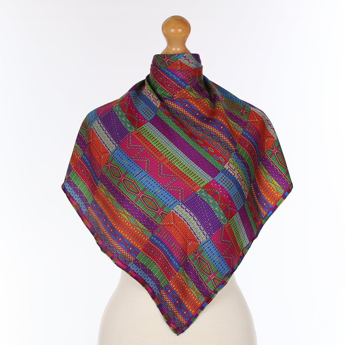Multicolour Pixel Effect Silk Scarf