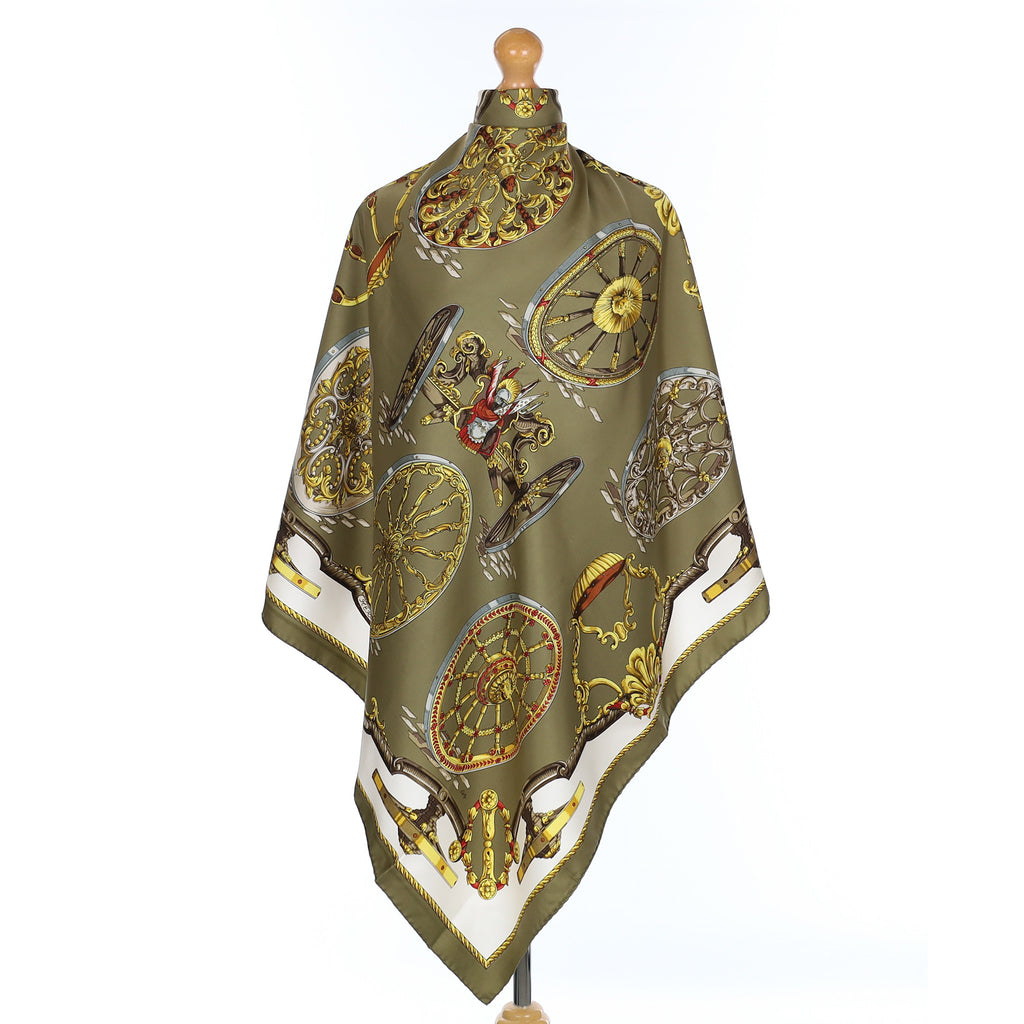 Hermès Les Roues Vintage Silk Scarf