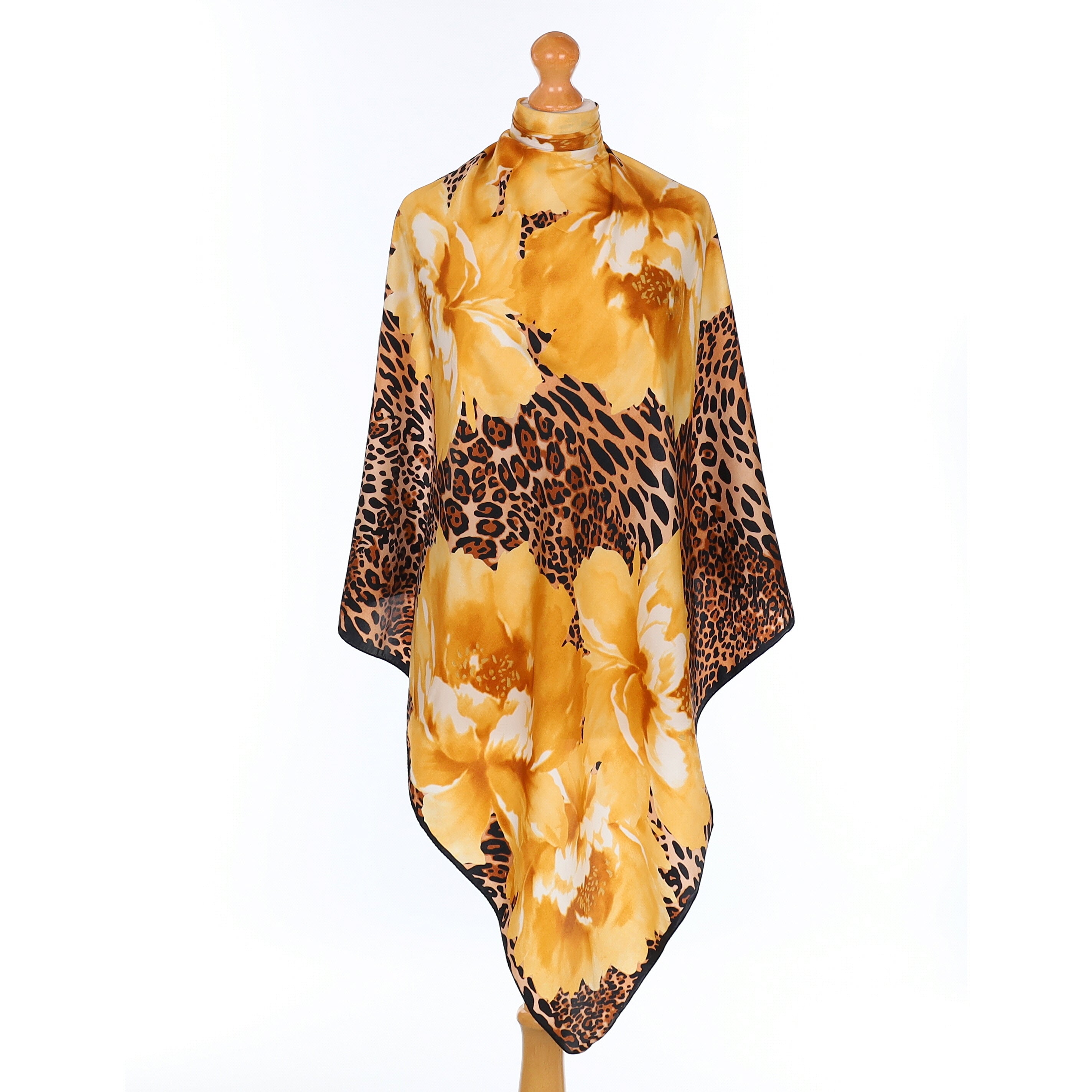 Adrienne Vittadini Floral and Leopard Silk Scarf