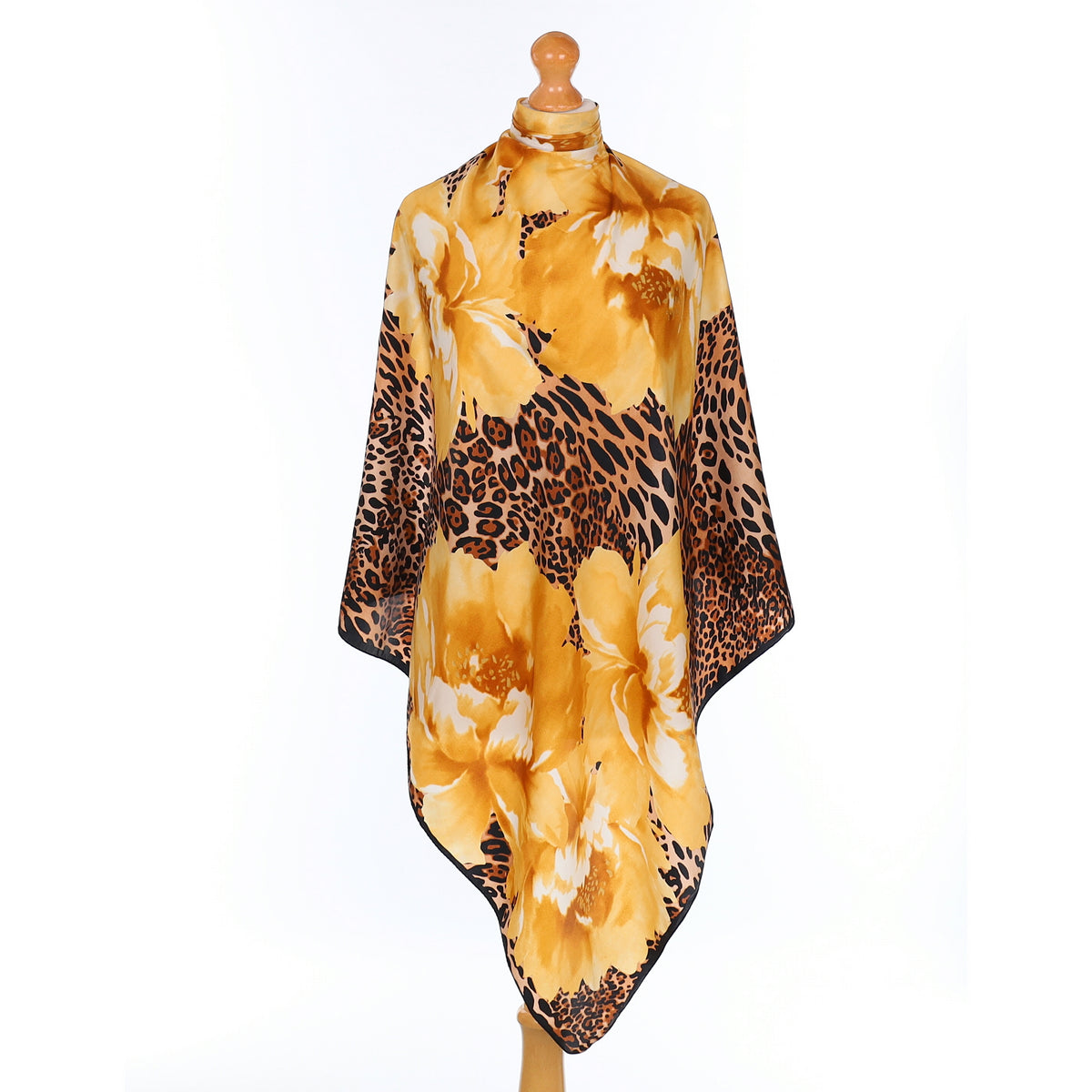 Adrienne Vittadini Floral and Leopard Silk Scarf