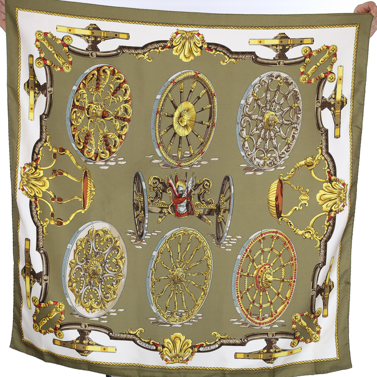 Hermès Les Roues Vintage Silk Scarf