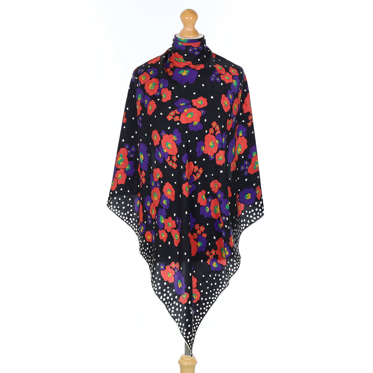 Pristine Jaeger Black and Red Floral Silk Scarf