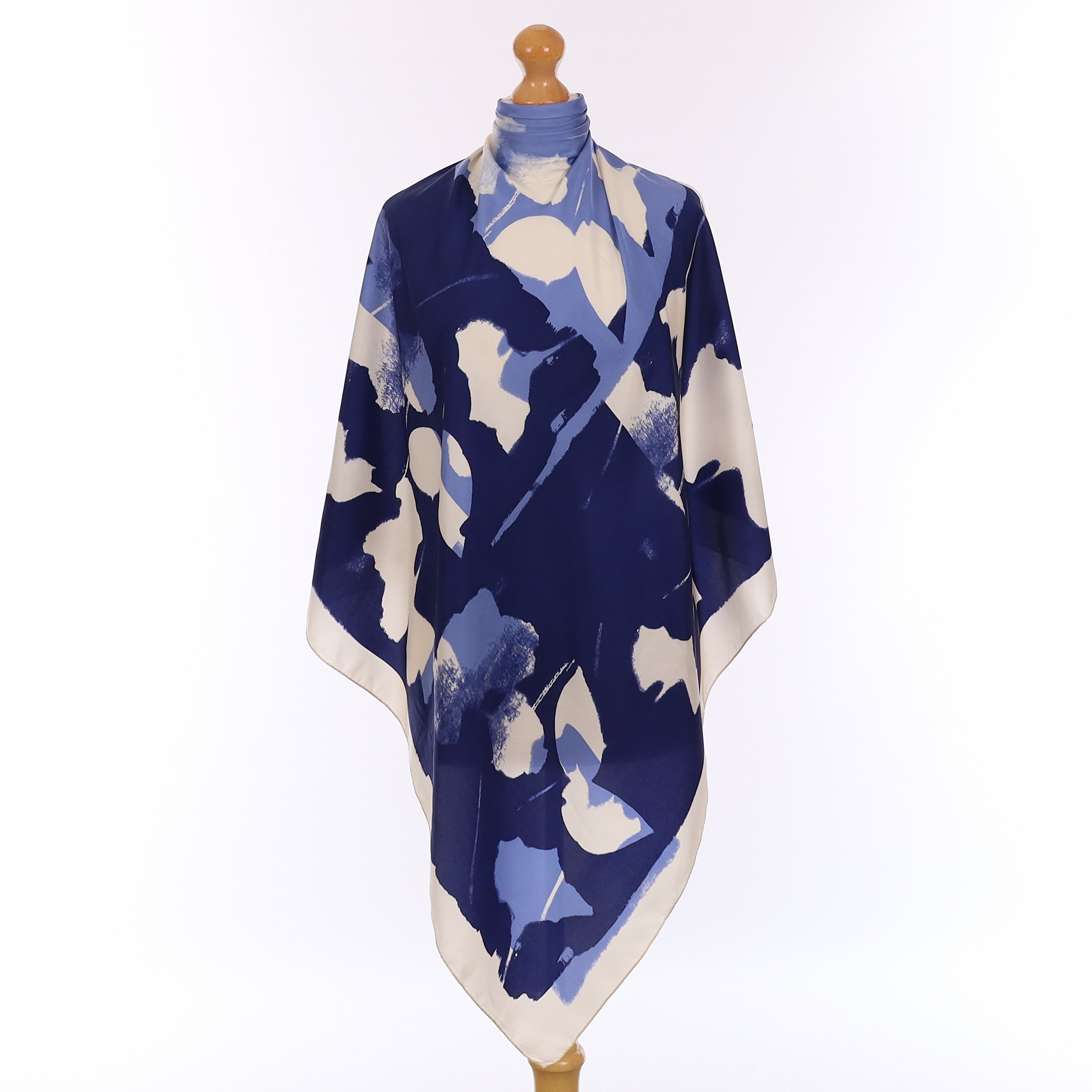 Blue Abstract Vintage Silk Scarf