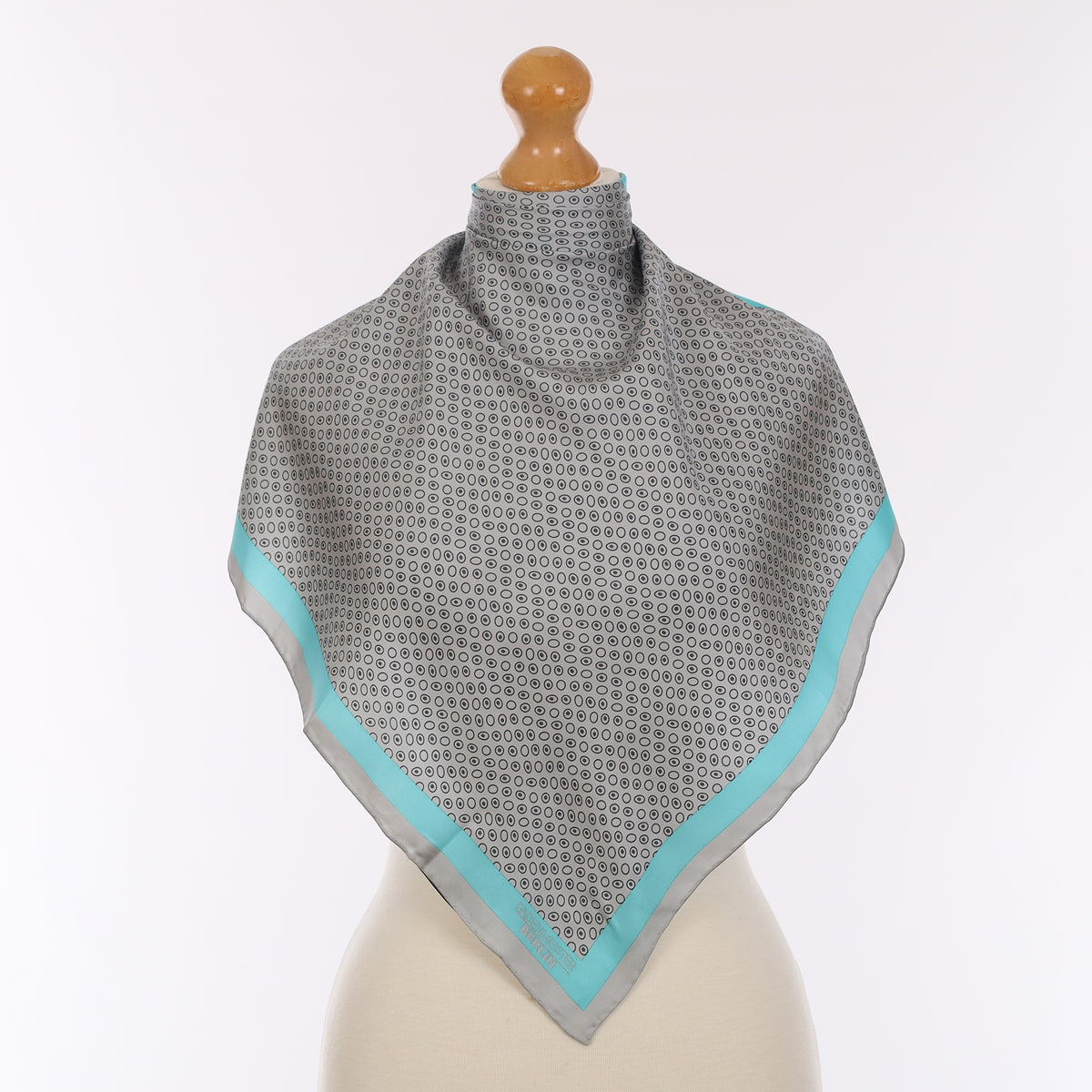 Brand New Grey and Aqua Silk Scarf