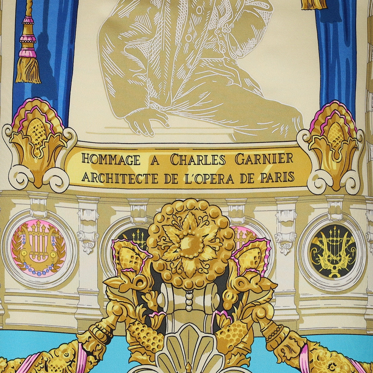 Hermès Hommage a Charles Garnier Architecte de L'opera de Paris Silk Scarf