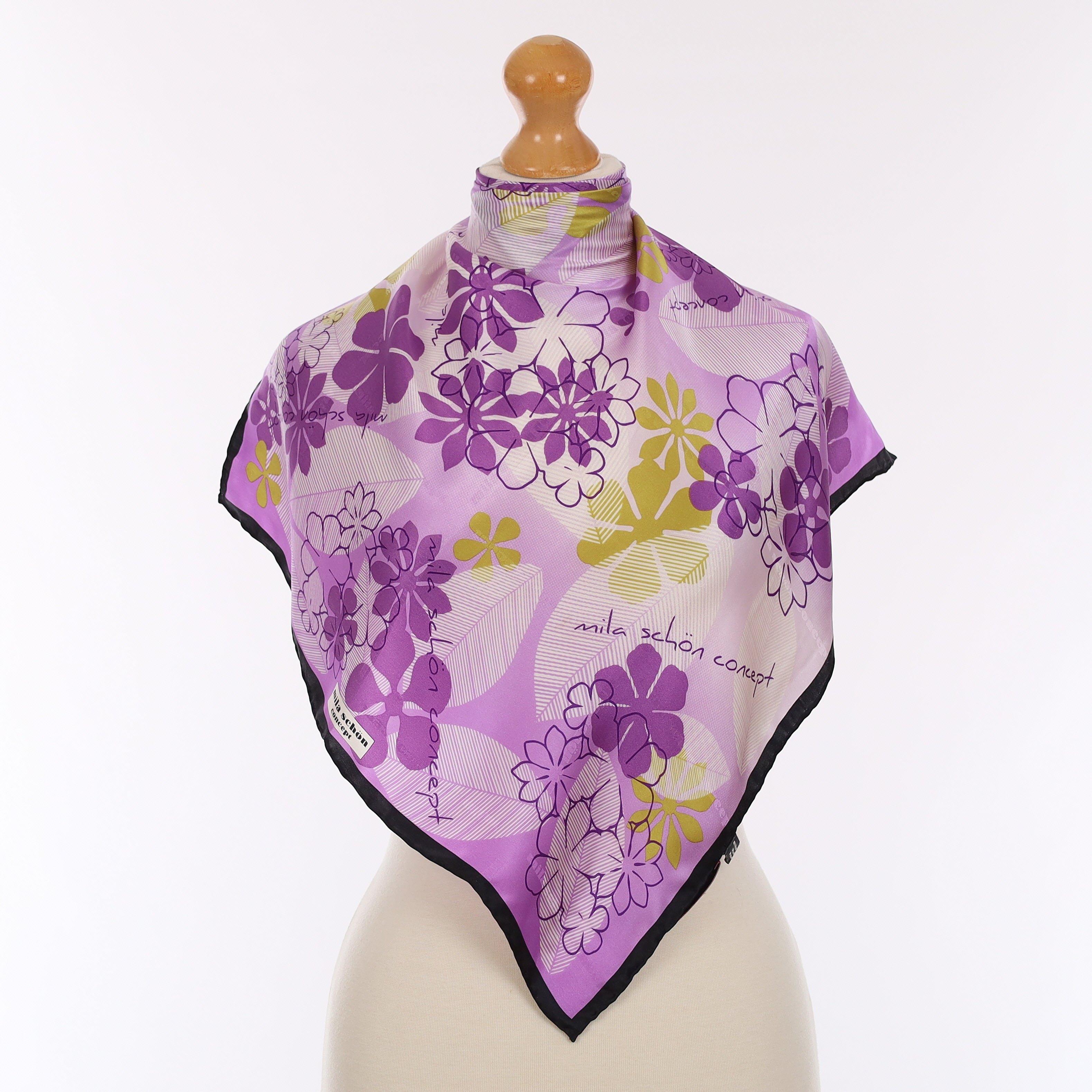 Brand New Mila Schön Purple Floral Silk Scarf