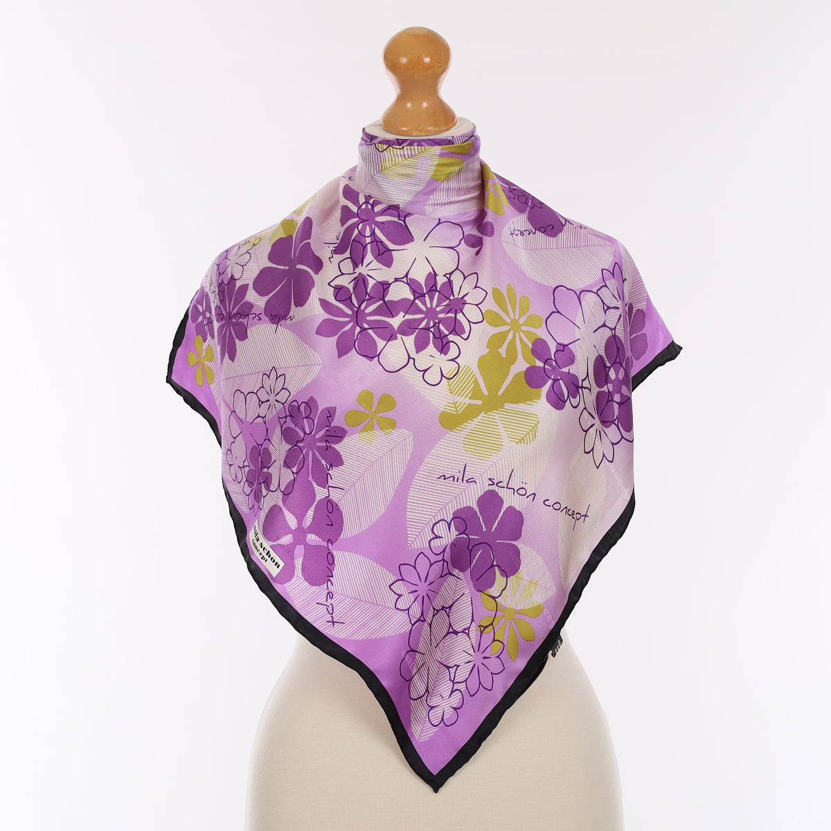 Brand New Mila Schön Purple Floral Silk Scarf