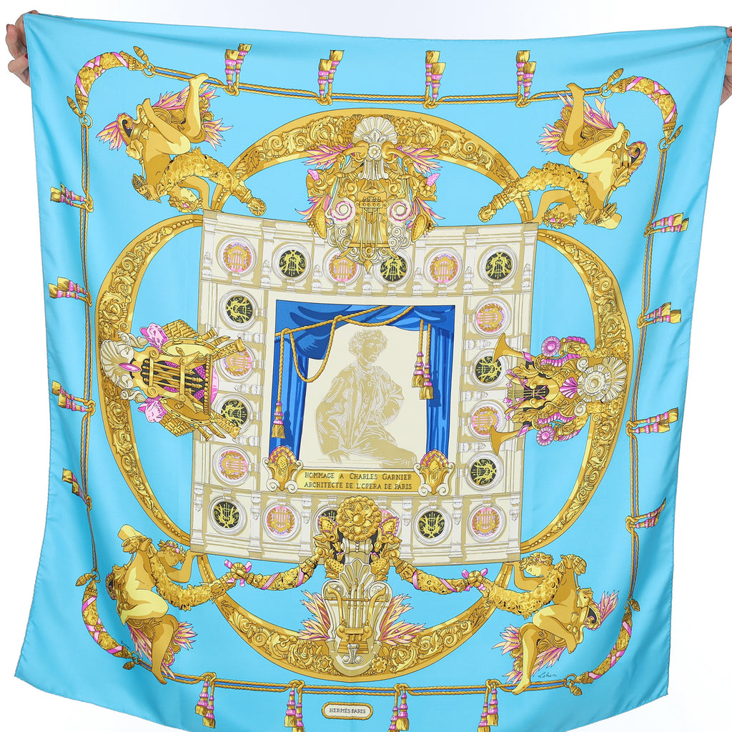 Hermès Hommage a Charles Garnier Architecte de L'opera de Paris Silk Scarf