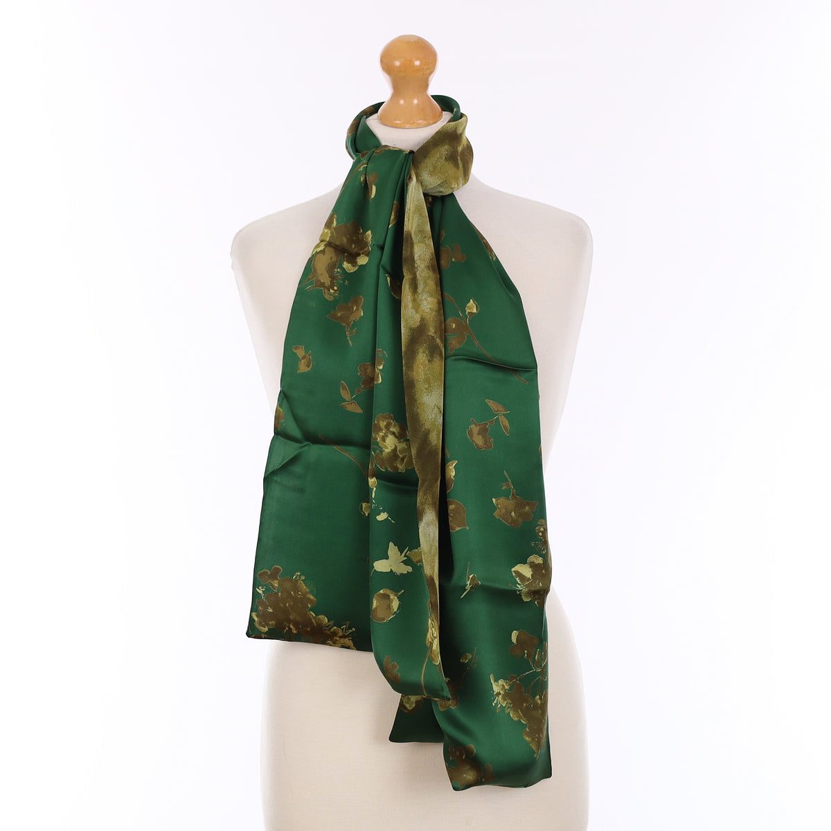 Brand New Cornelia James Green Floral Silk Scarf