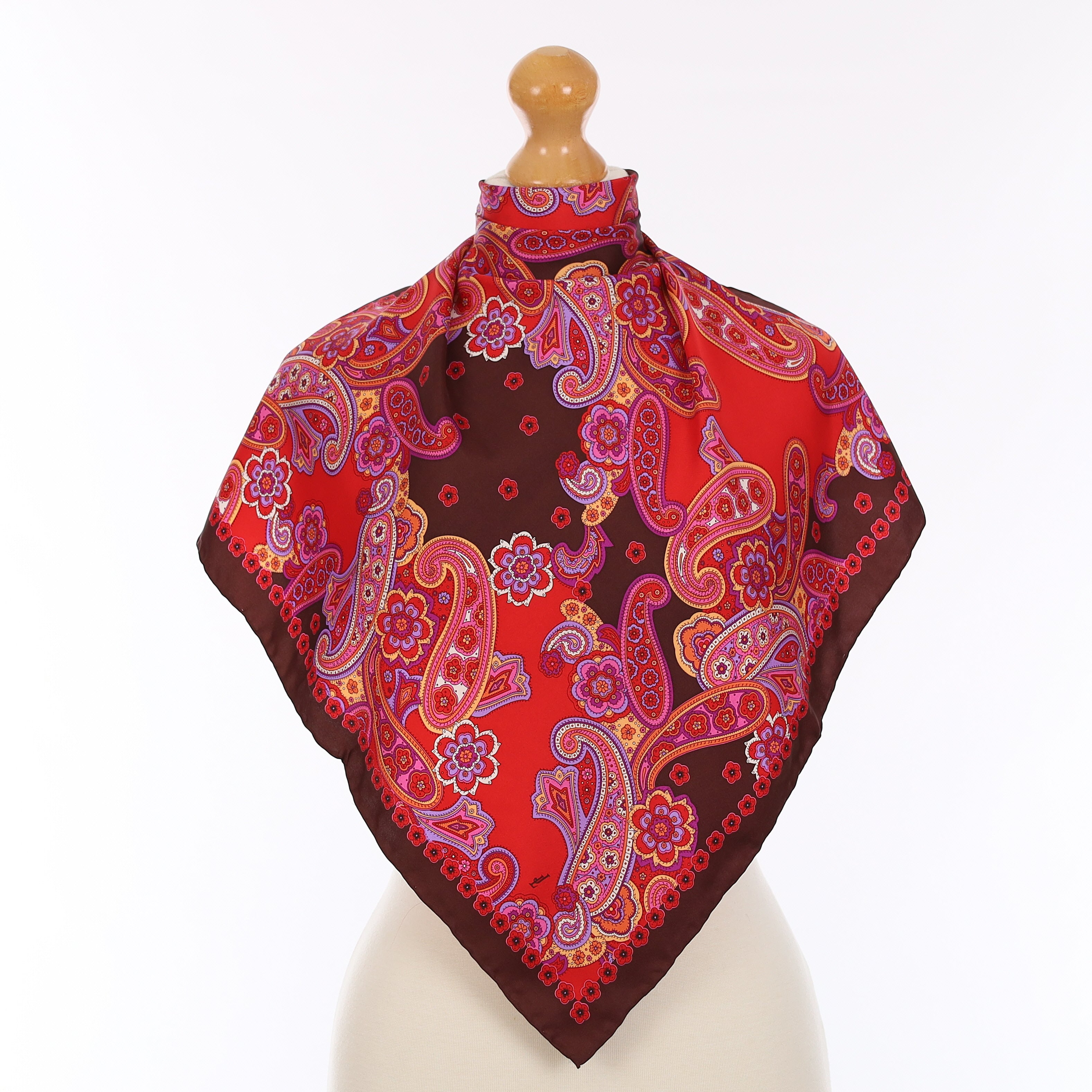 Brand New Red and Pink Paisley Silk Scarf