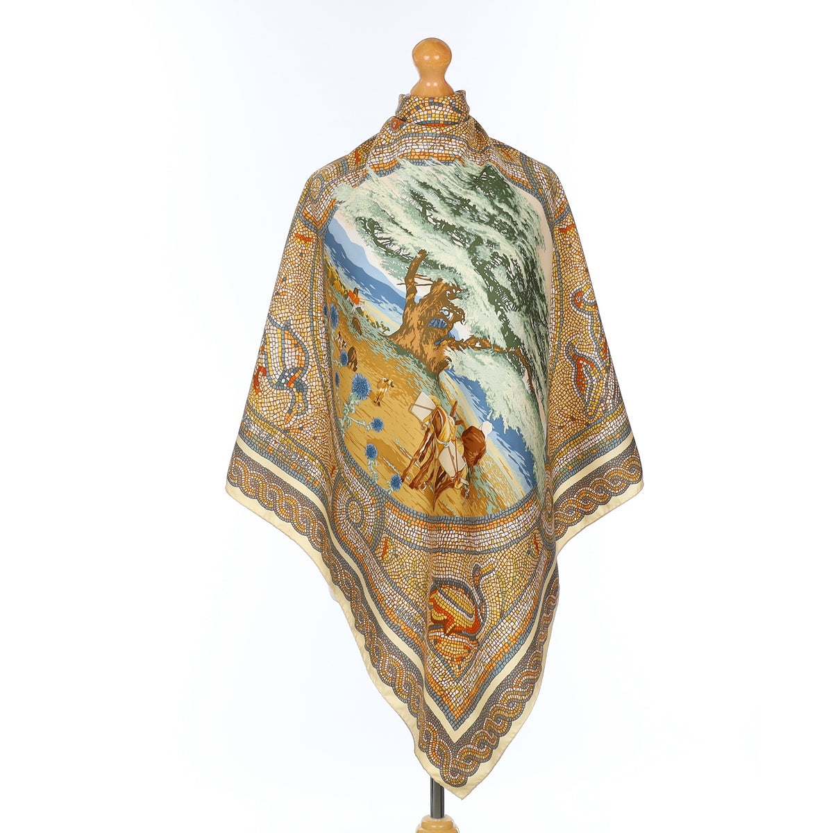 Hermès Sous le Cèdre Vintage Silk Scarf