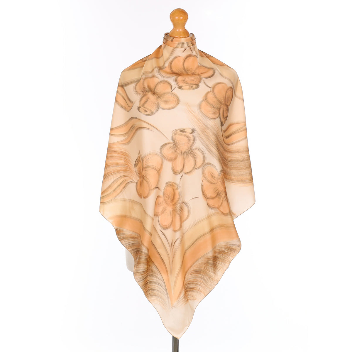 Peach Floral Vintage Silk Scarf