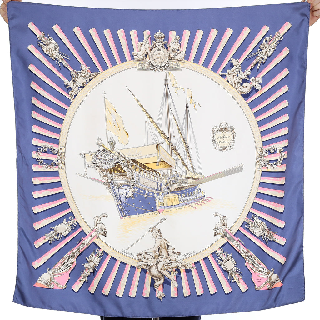 Hermès La Marine à Rames Vintage Silk Scarf Quite Rare