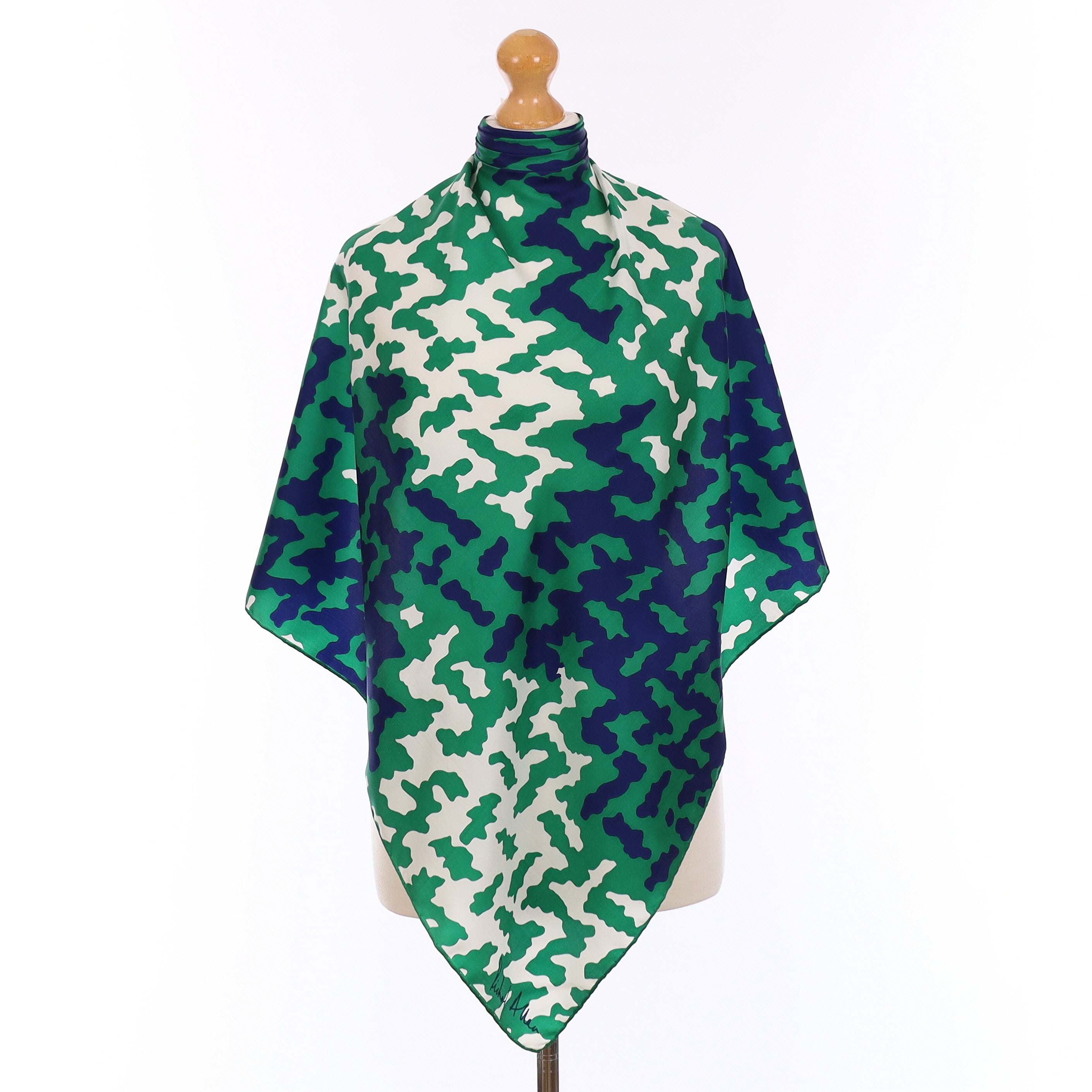 Richard Allan Emerald Green Patterned Vintage Silk Scarf