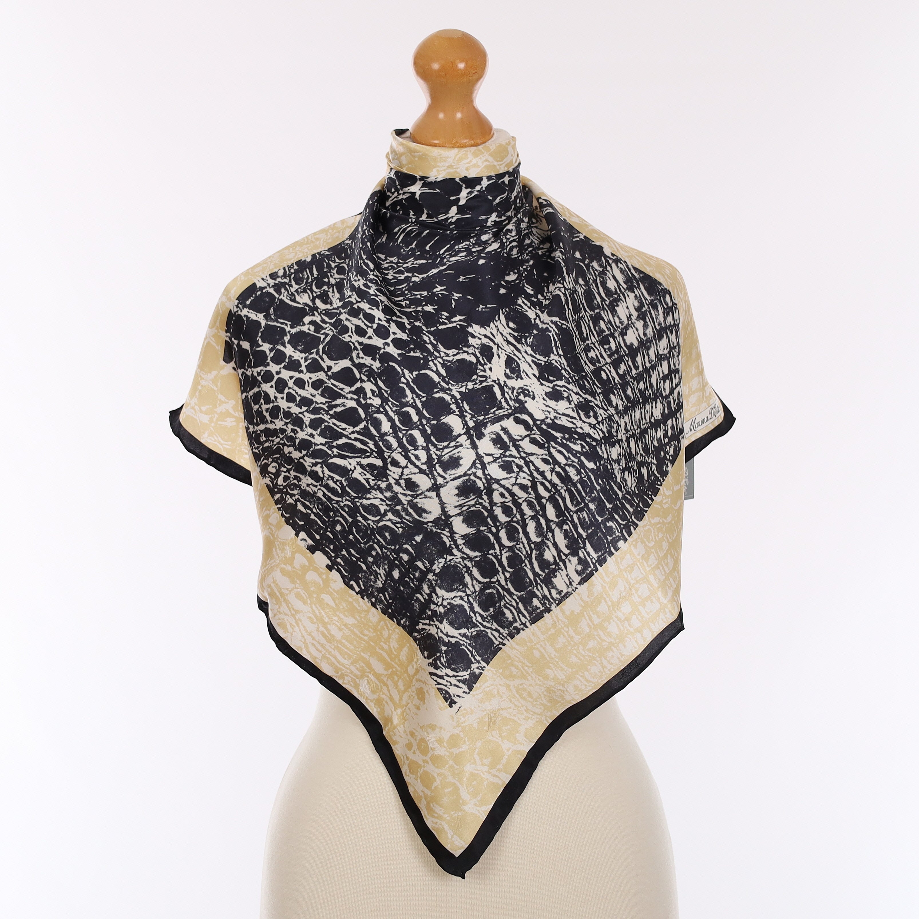 Brand New Black and Gold Silk Scarf