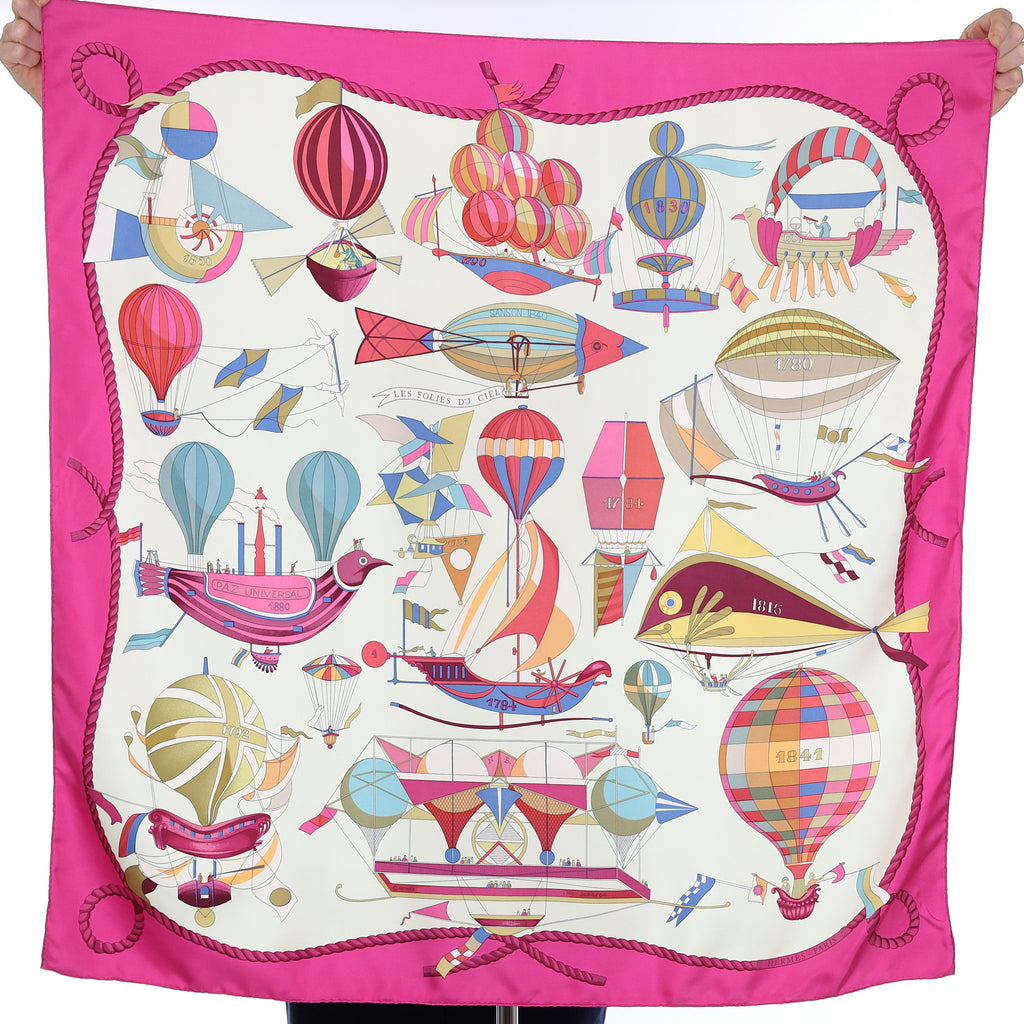Hermès Les Folies du Ciel Vintage Silk Scarf
