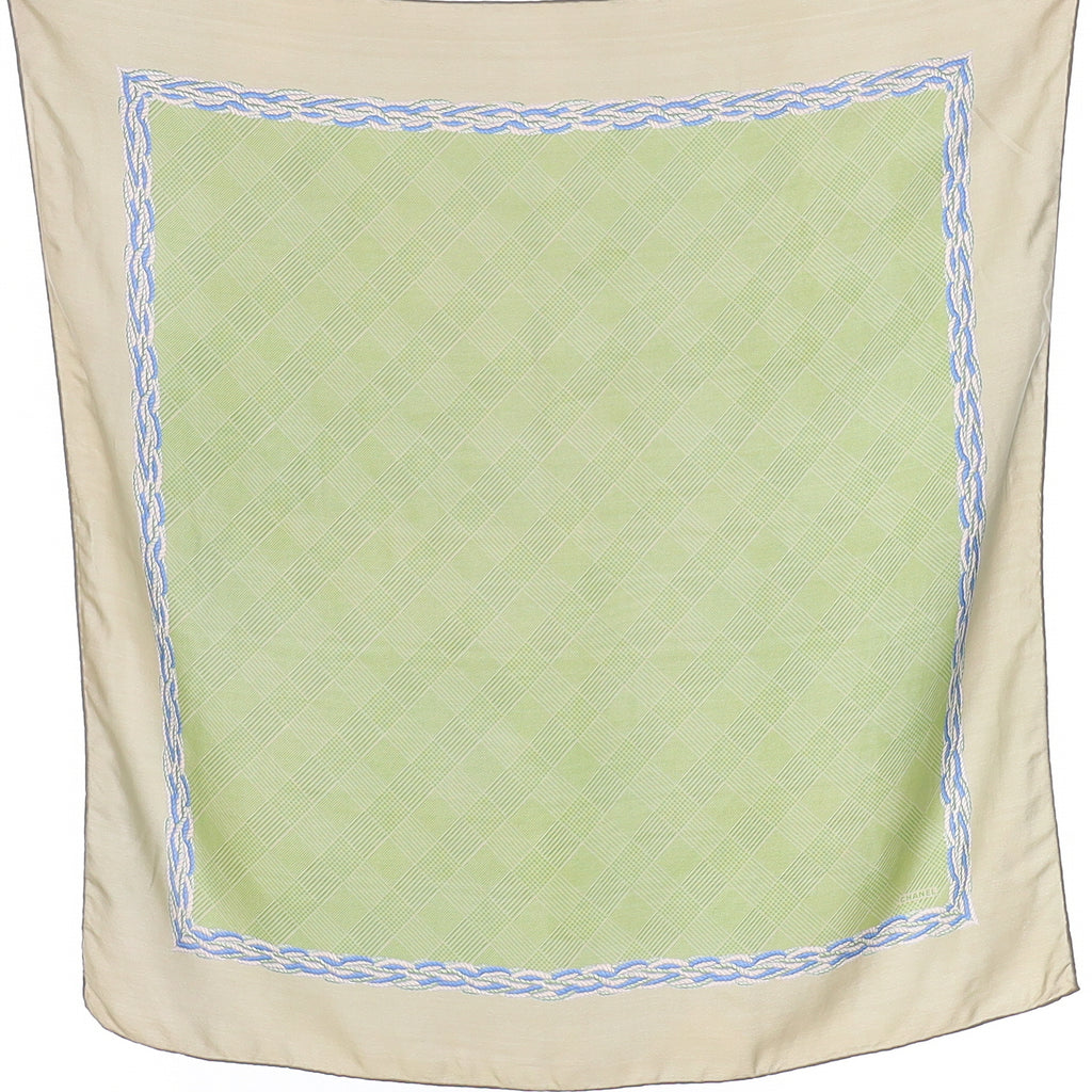 1980's Chanel Green Checked Vintage Silk Scarf