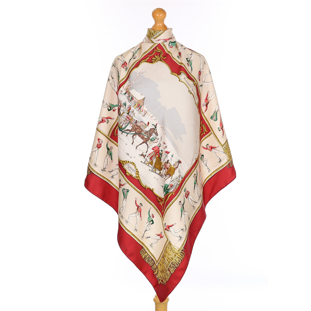 Hermès Les Plaisirs du Froid Vintage Silk Scarf