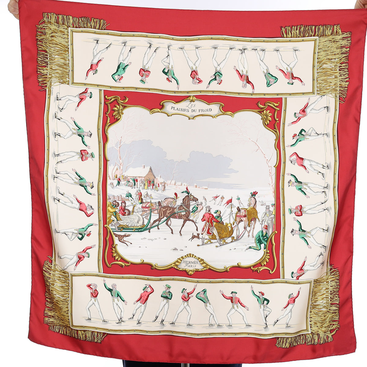 Hermès Les Plaisirs du Froid Vintage Silk Scarf