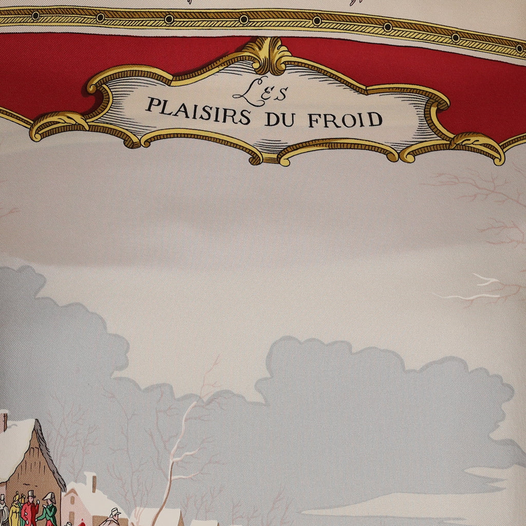 Hermès Les Plaisirs du Froid Vintage Silk Scarf