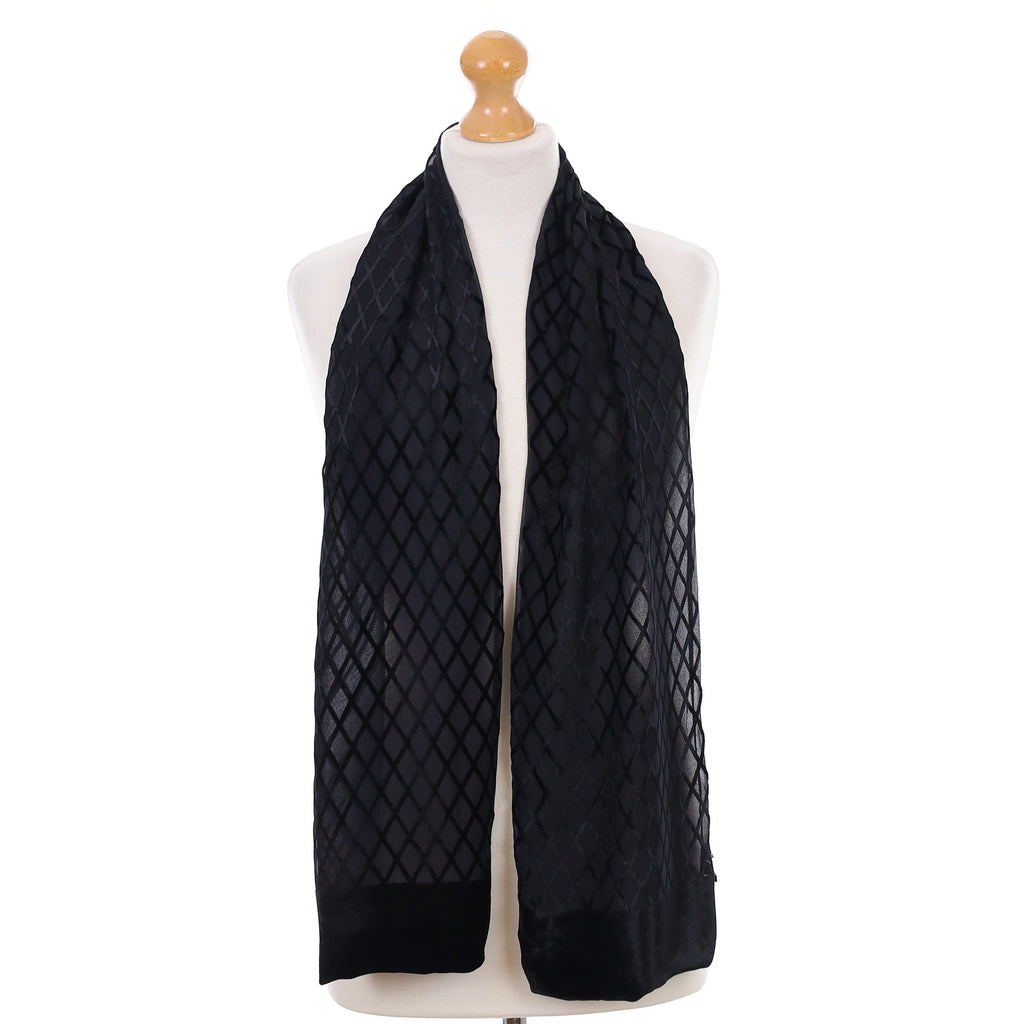 Black Lattice Silk Scarf