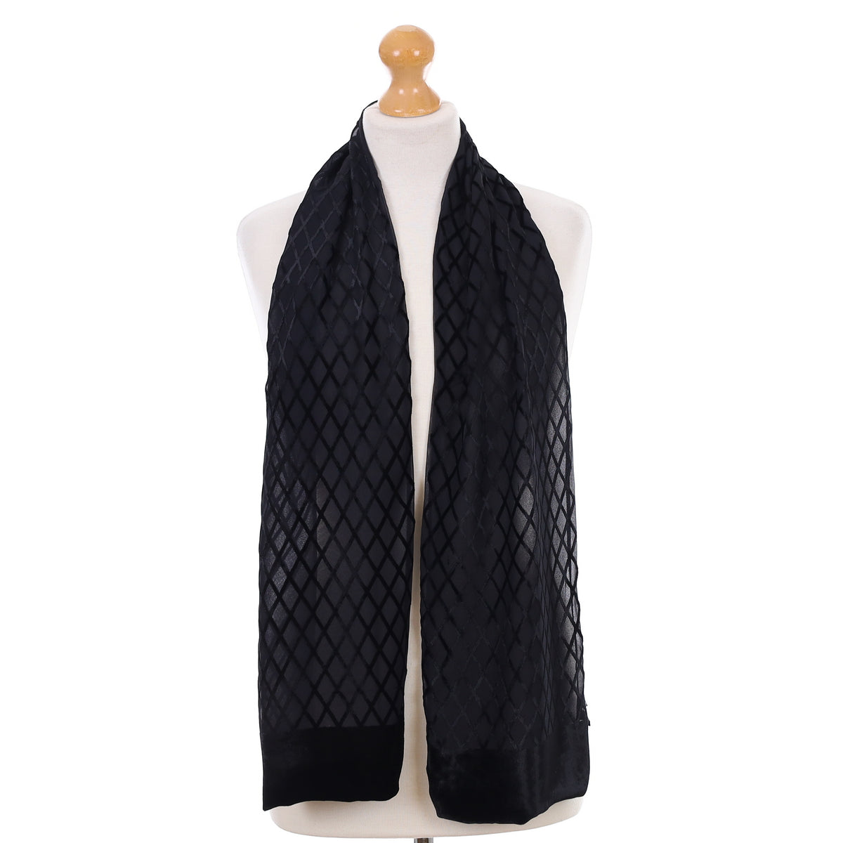 Black Lattice Silk Scarf
