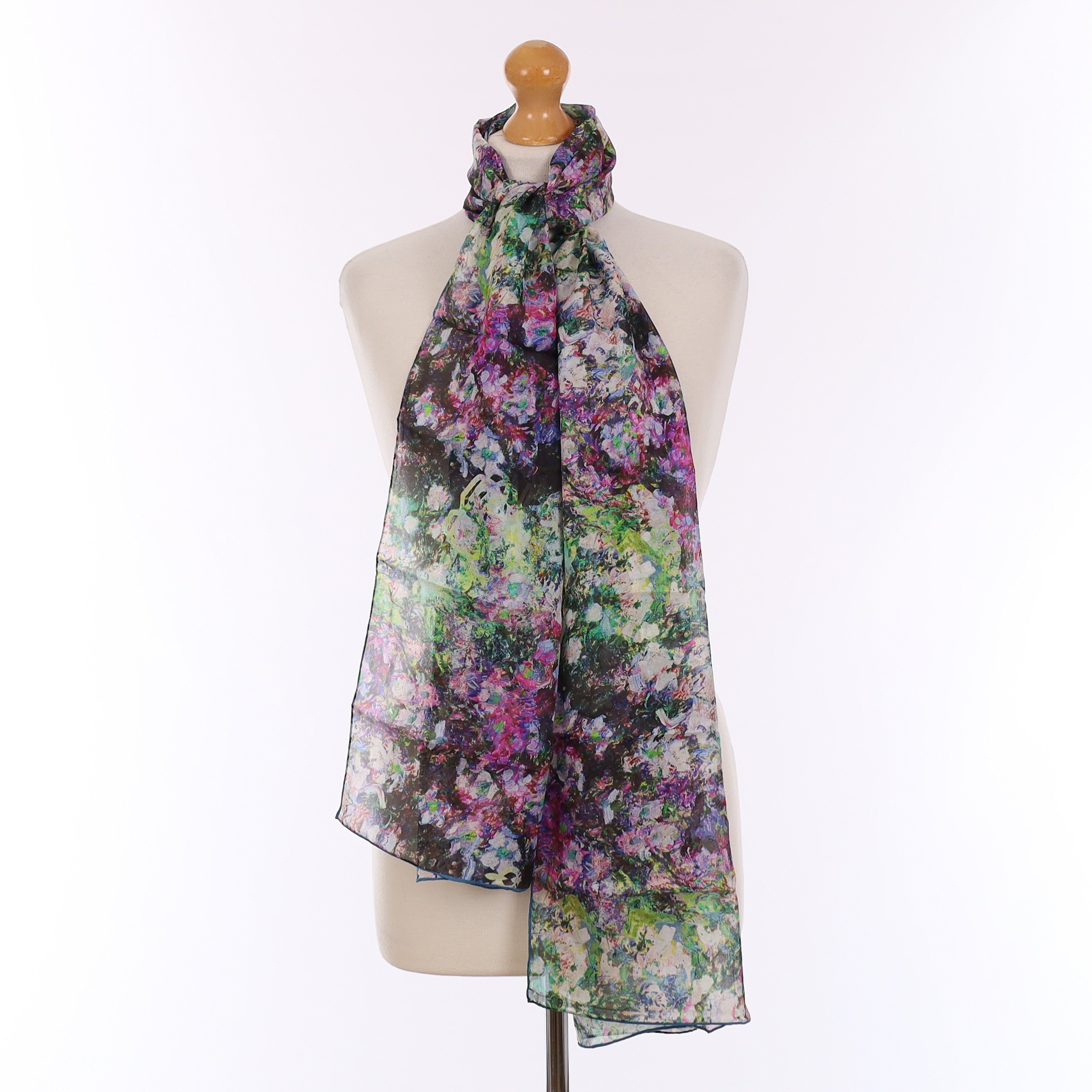 Brand New Boxed Fox & Chave Purple Floral Silk Scarf