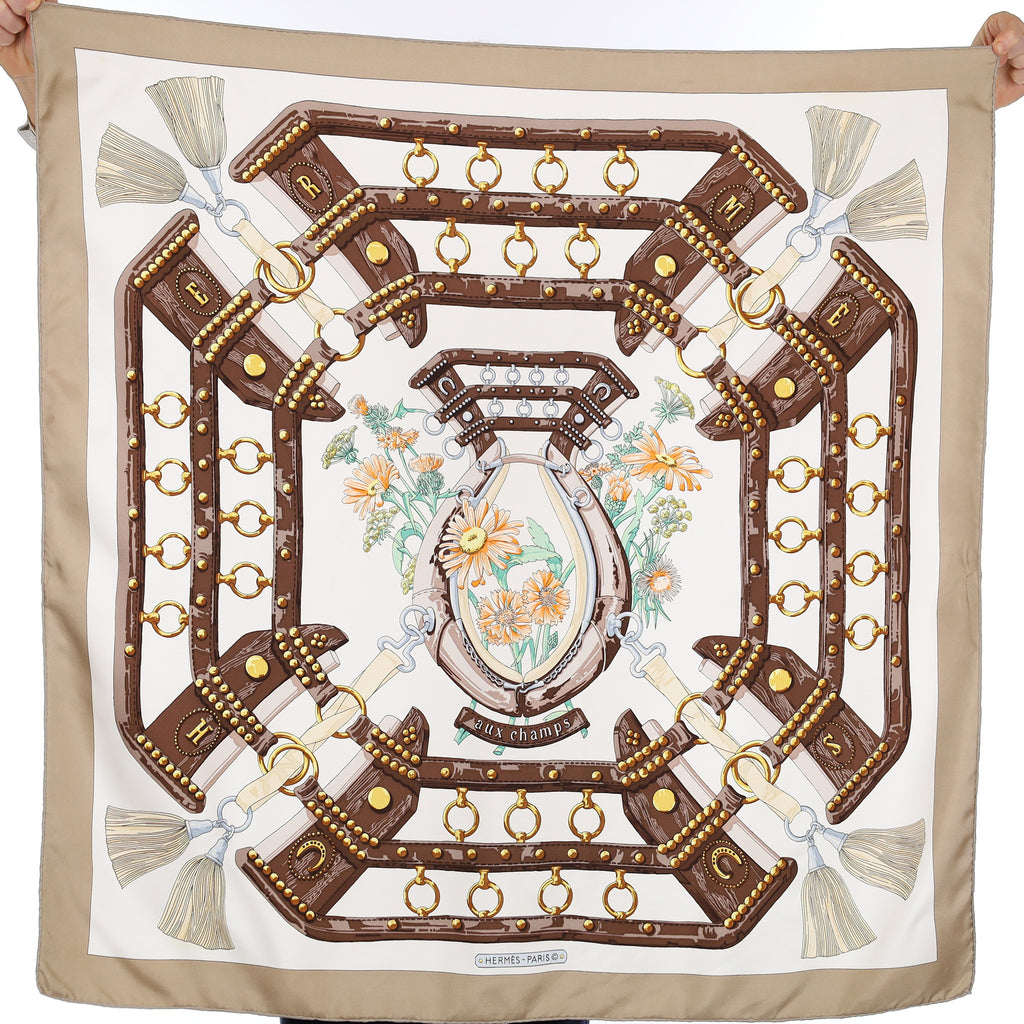 Hermès Aux Champs Vintage Silk Scarf