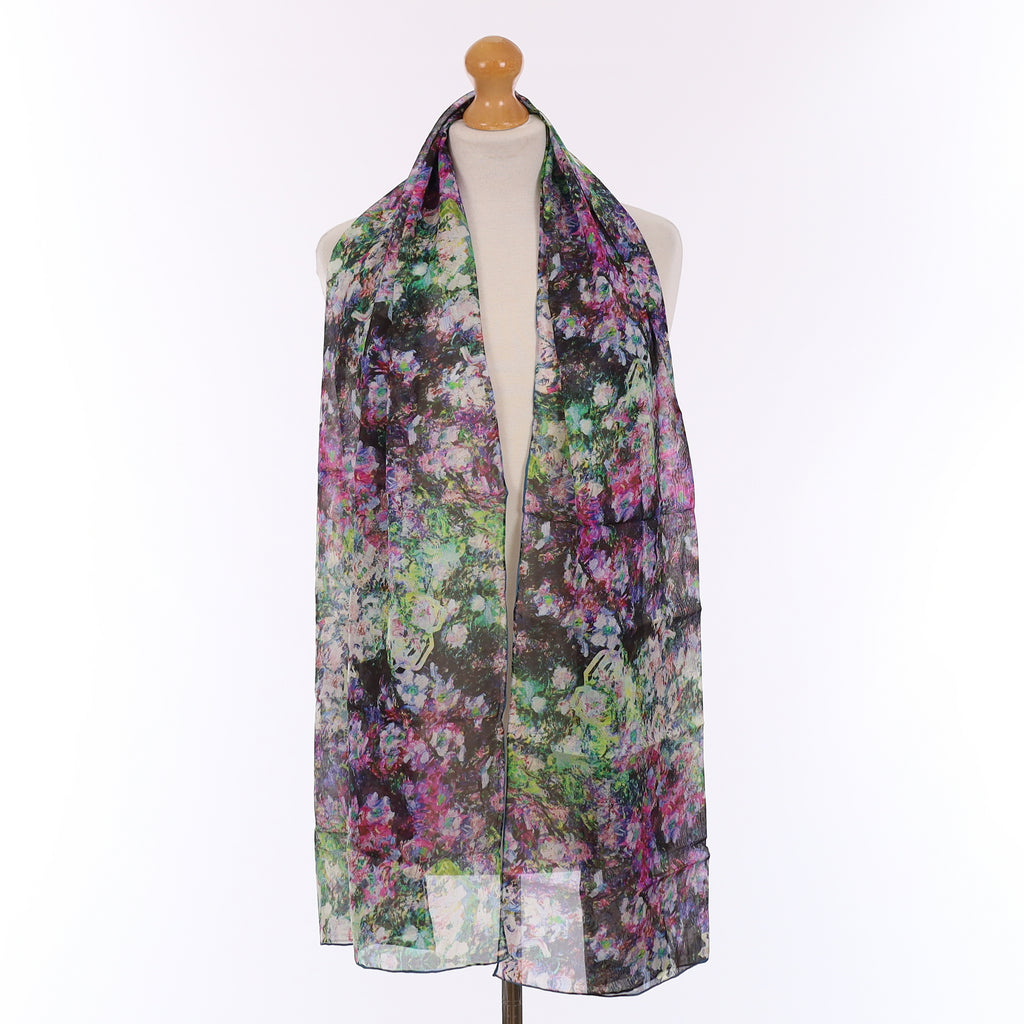 Brand New Boxed Fox & Chave Purple Floral Silk Scarf