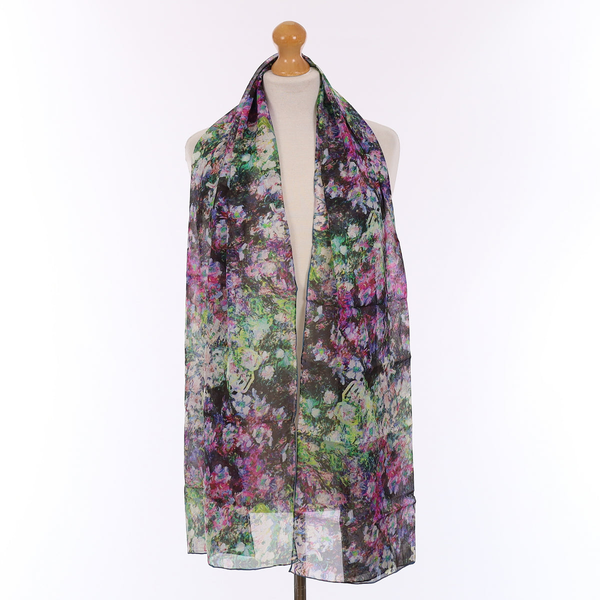 Brand New Boxed Fox & Chave Purple Floral Silk Scarf